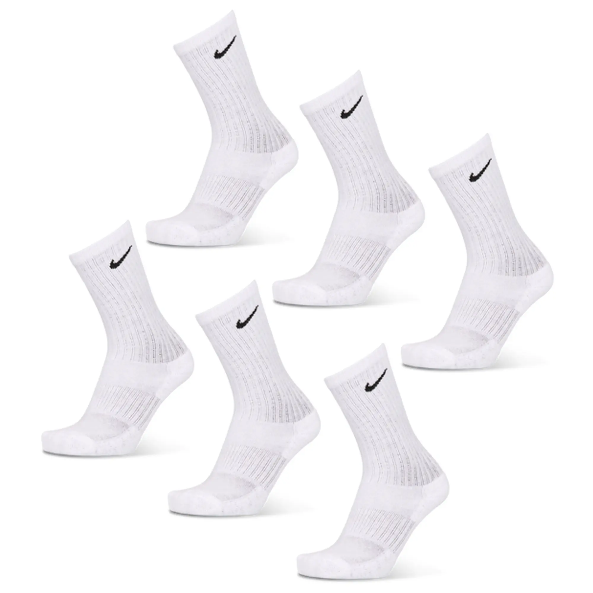 Nike Kids Crew 6 Pack Unisex Socks - White
