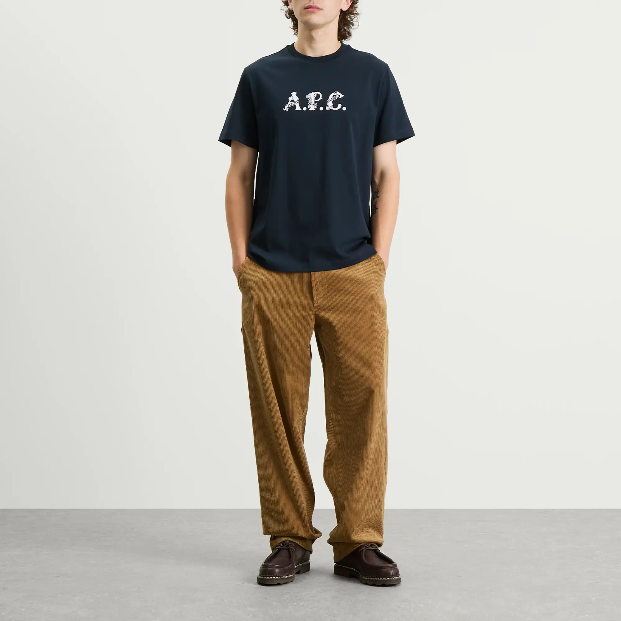 A.P.C. Men's Hugo Graphic Logo T-Shirt Dark Navy