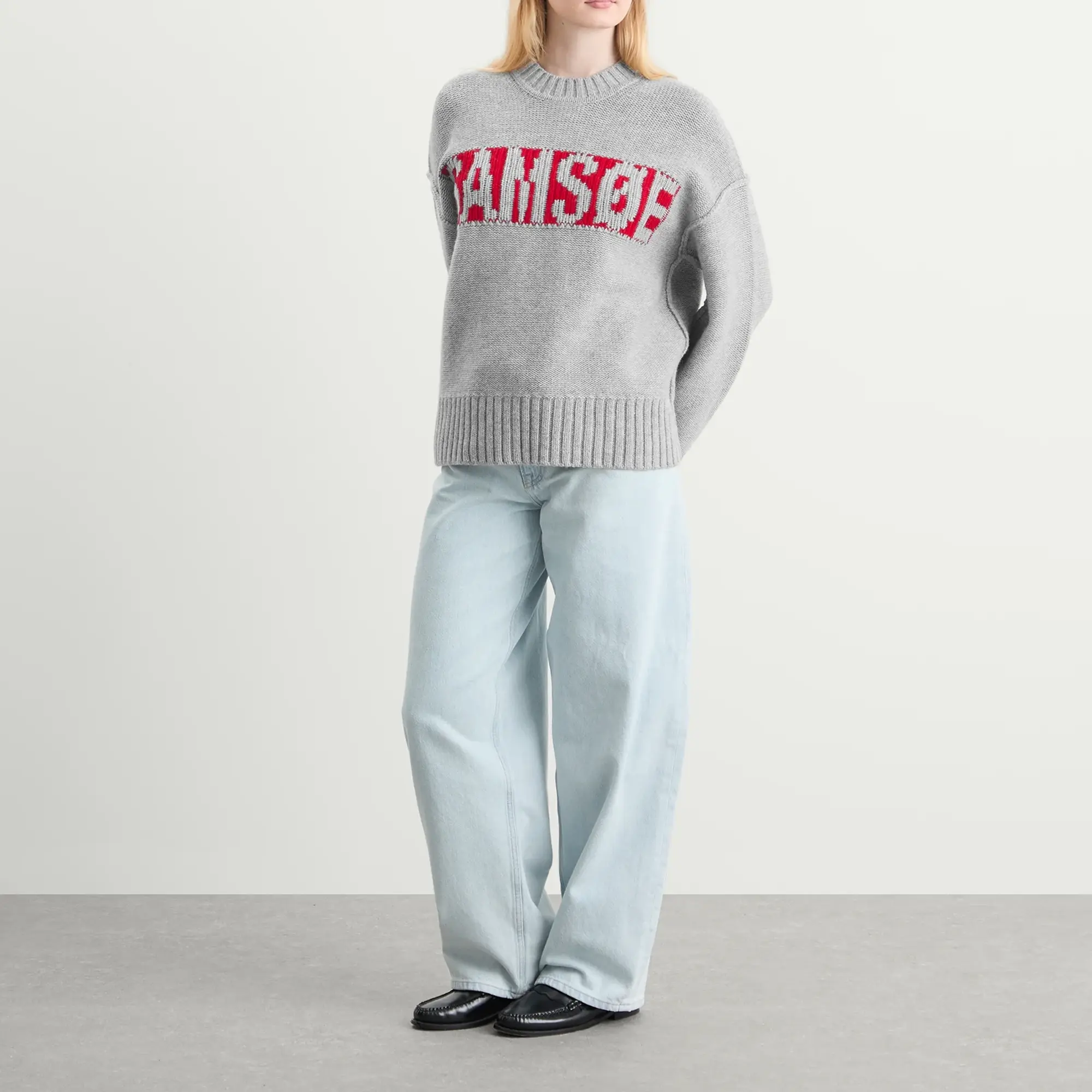Samsøe Samsøe Women's Sakeiku Logo Knit Jumper Grey Melange