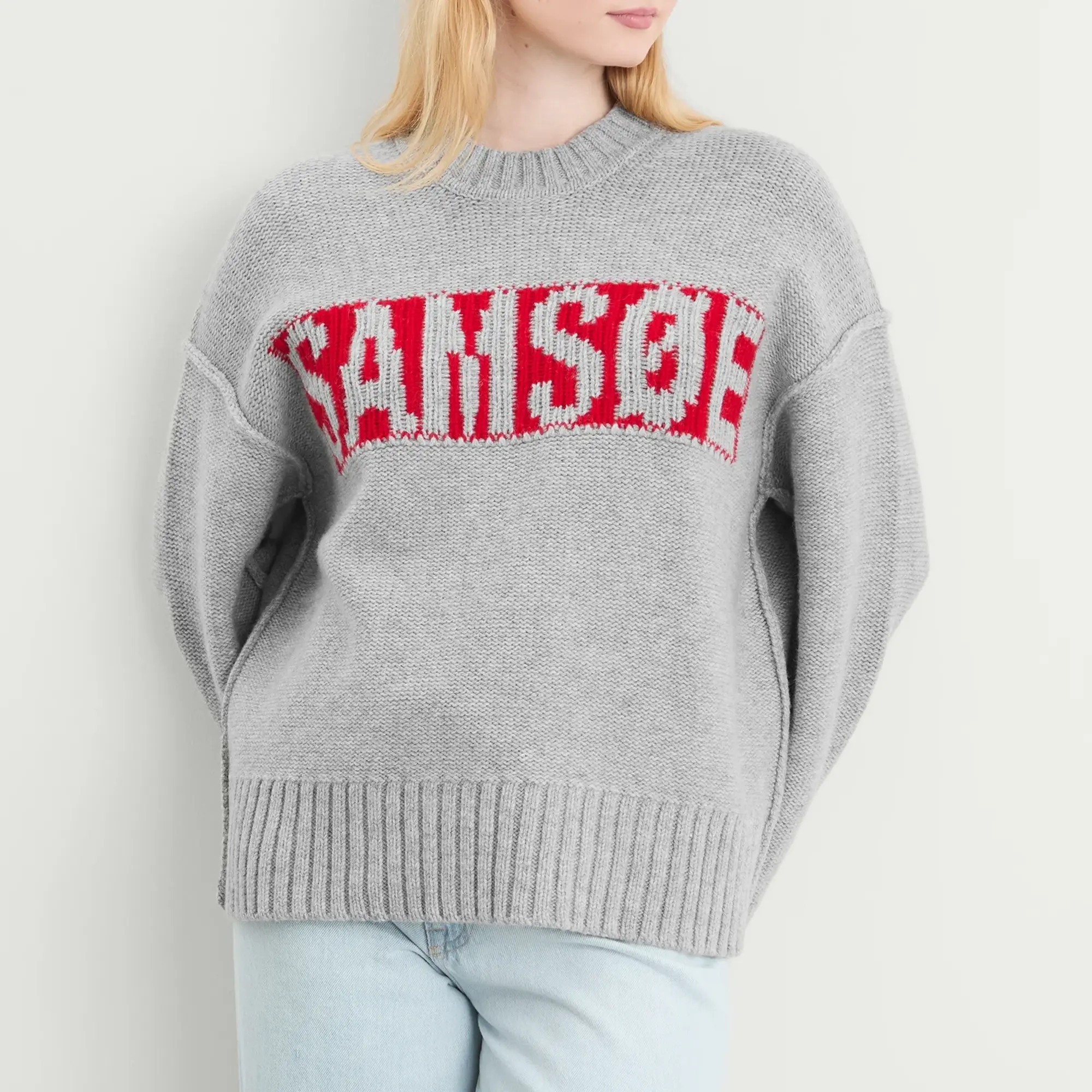 Samsøe Samsøe Women's Sakeiku Logo Knit Jumper Grey Melange
