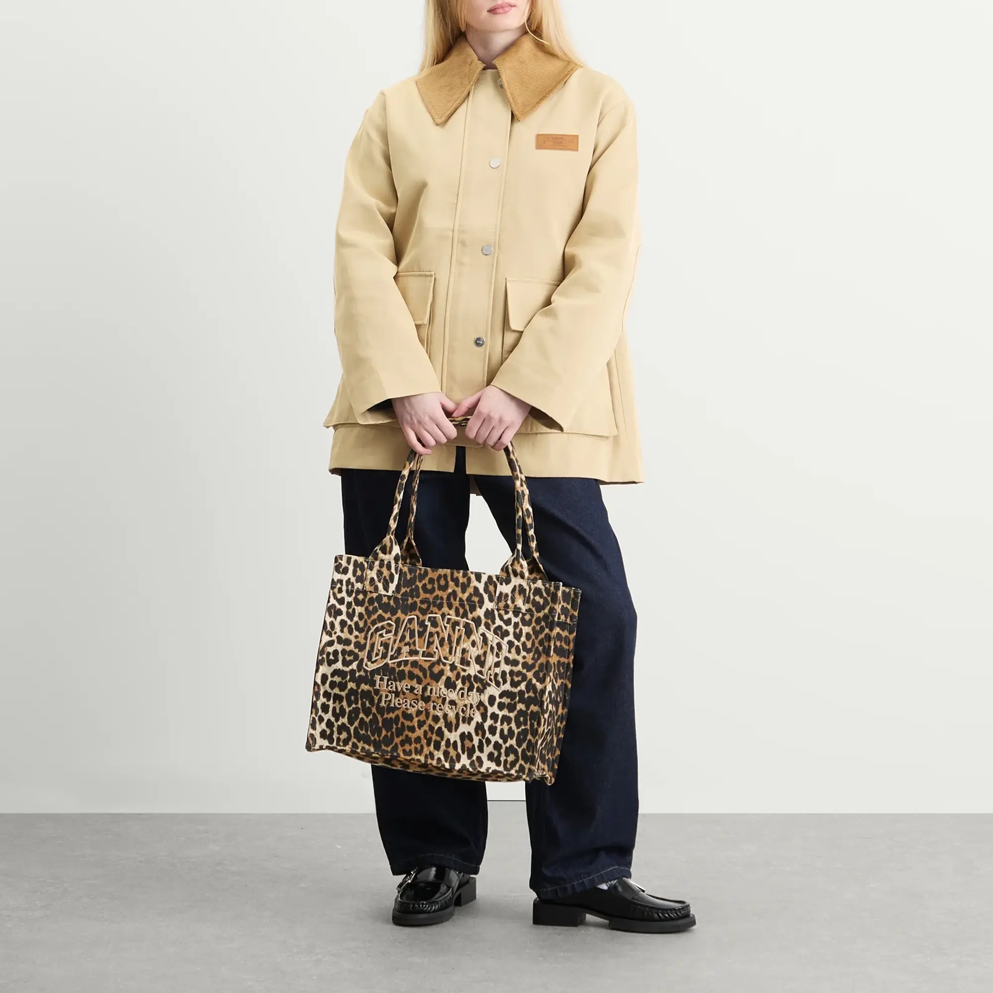 GANNI Women's Heavy Twill Midi Jacket Pale Khaki