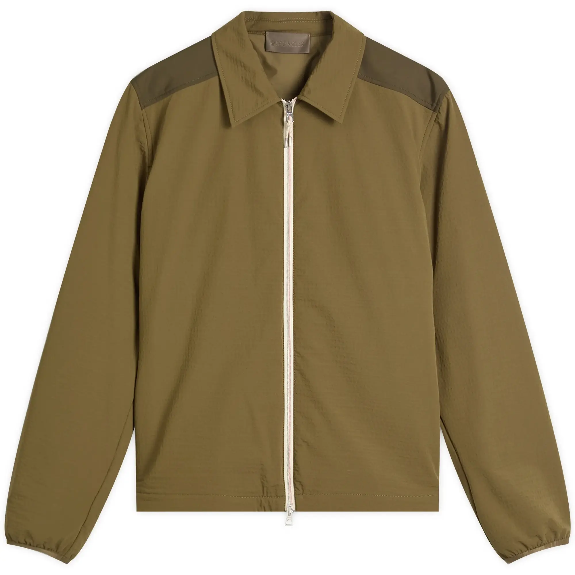 Moncler Men's Nylon Seersucker Shirt Green