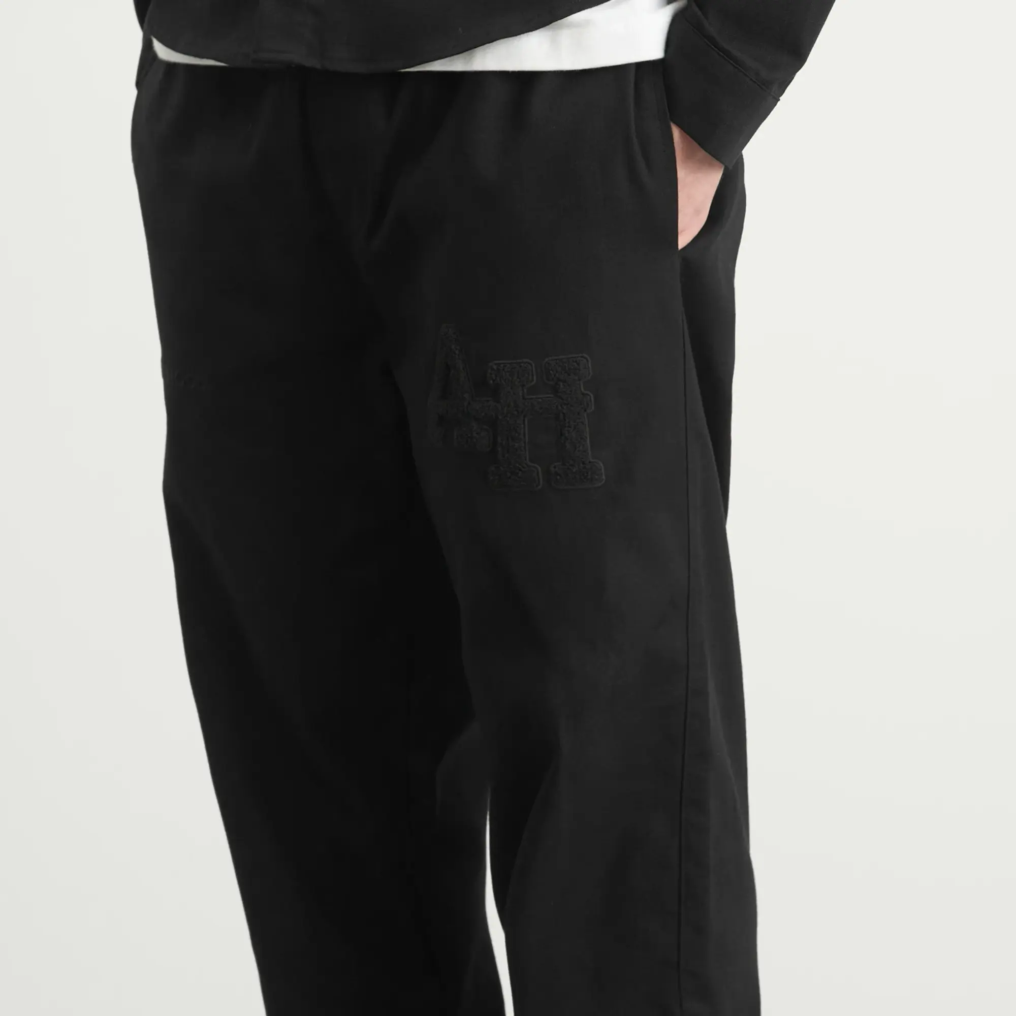 ANNIE HOOD Men's College Linen Trousers Black