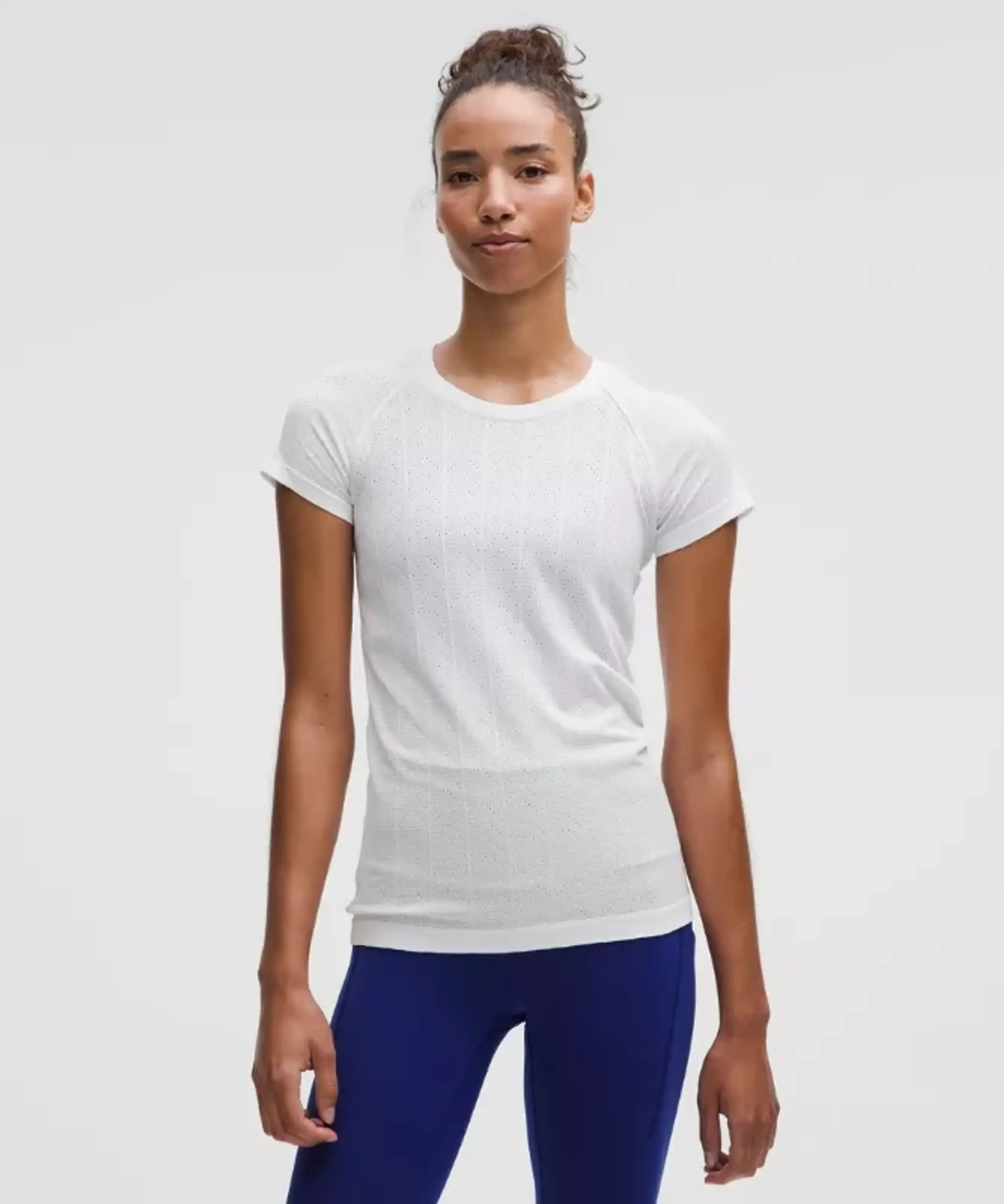 lululemon – Women's Swiftly Pointelle Short-Sleeve Shirt Hip Length – Color White – Size 0
