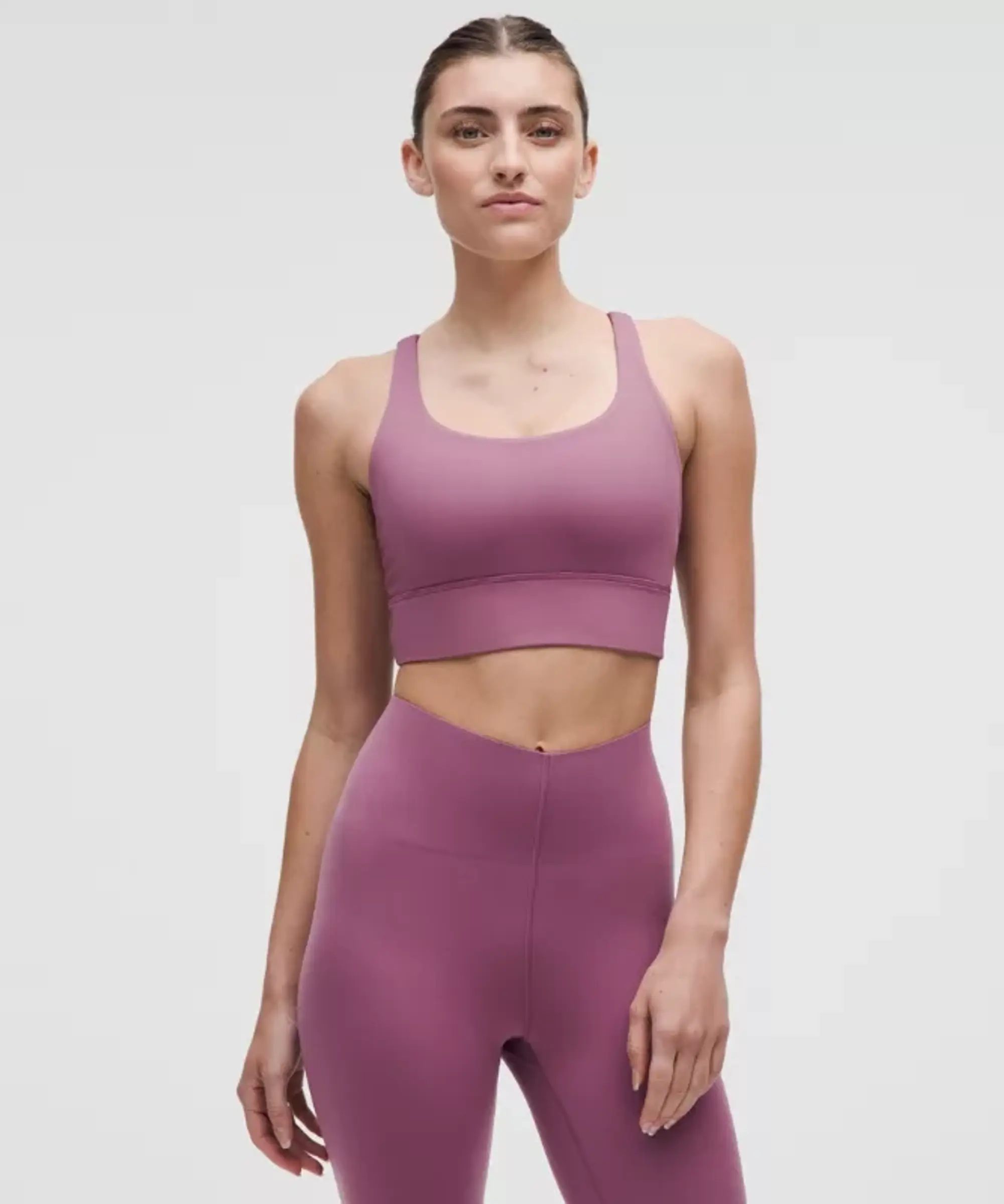 lululemon – Women's Energy Longline Sports Bra Medium Support, B-D Cups – Color Neon/Purple – Size 10