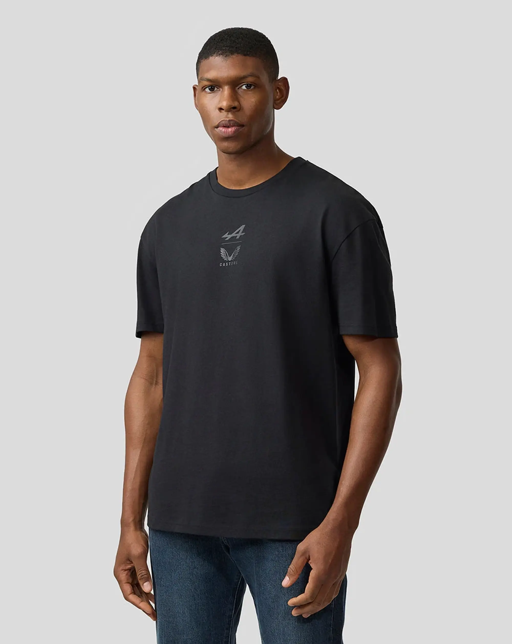 Castore Bwt Alpine Formula One Team Unisex Dual Brand Black On Black T-shirt