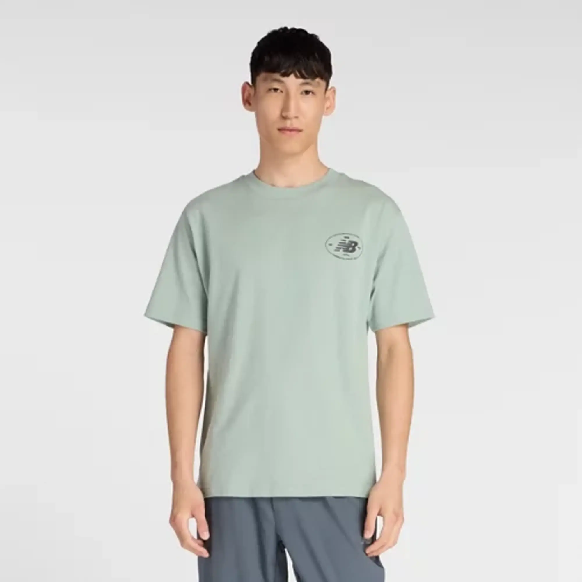 New Balance Men's Grainy T-Shirt in Green Cotton
