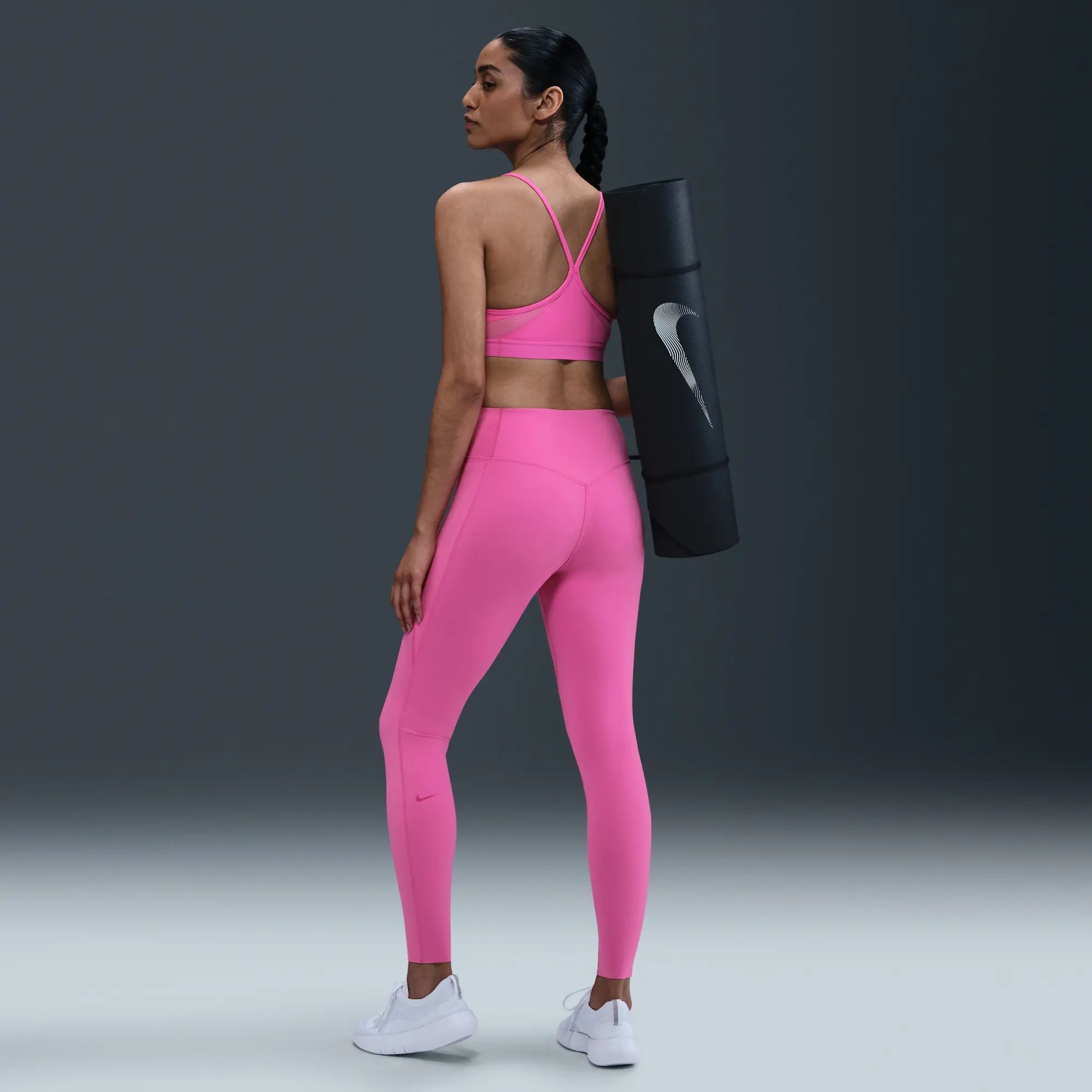 Nike Universa Women's High-Waisted Full-Length Leggings with No Front Seam - Pink - Polyester/Elastane