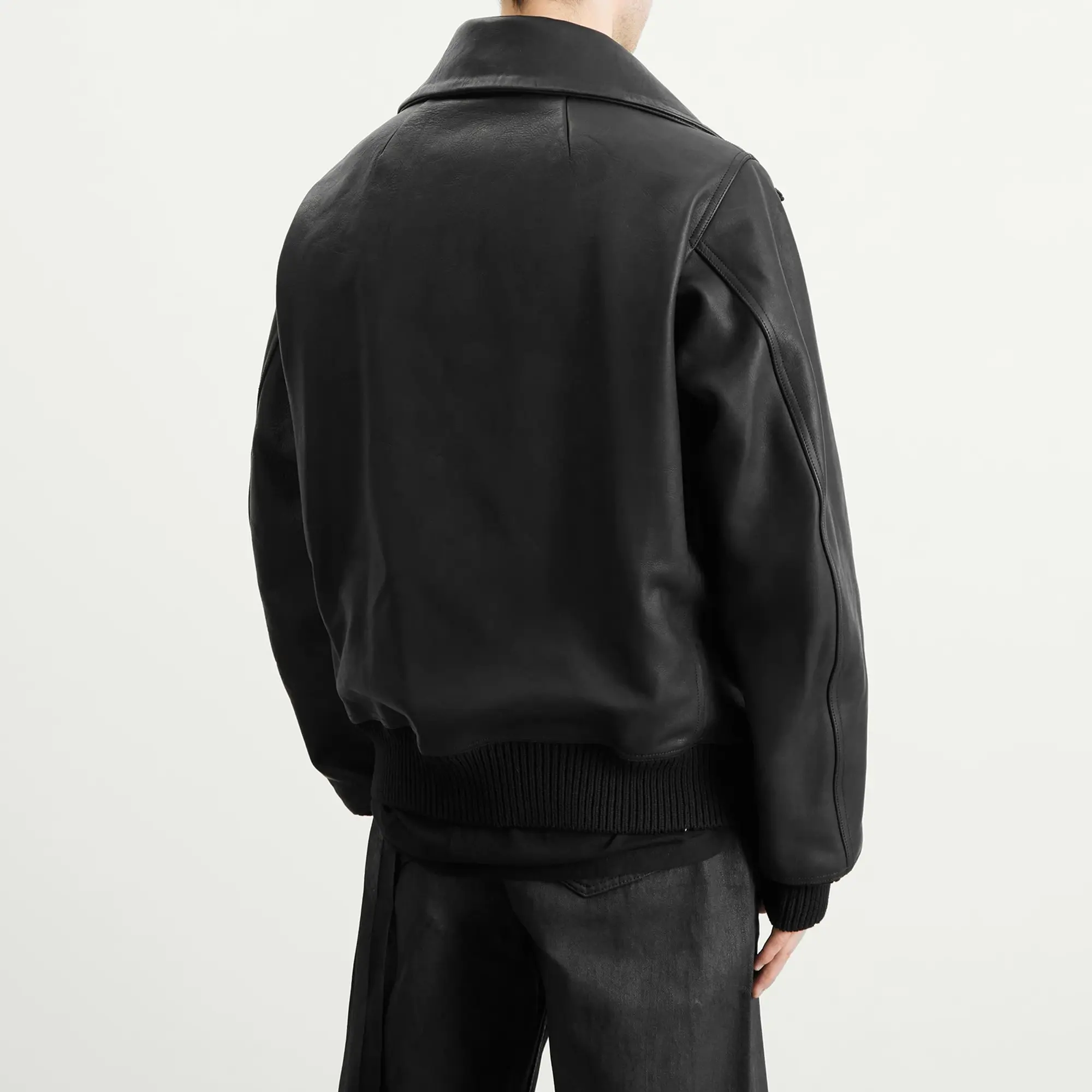 Rick Owens Men's Blixa Dracucollar Leather Bomber Black