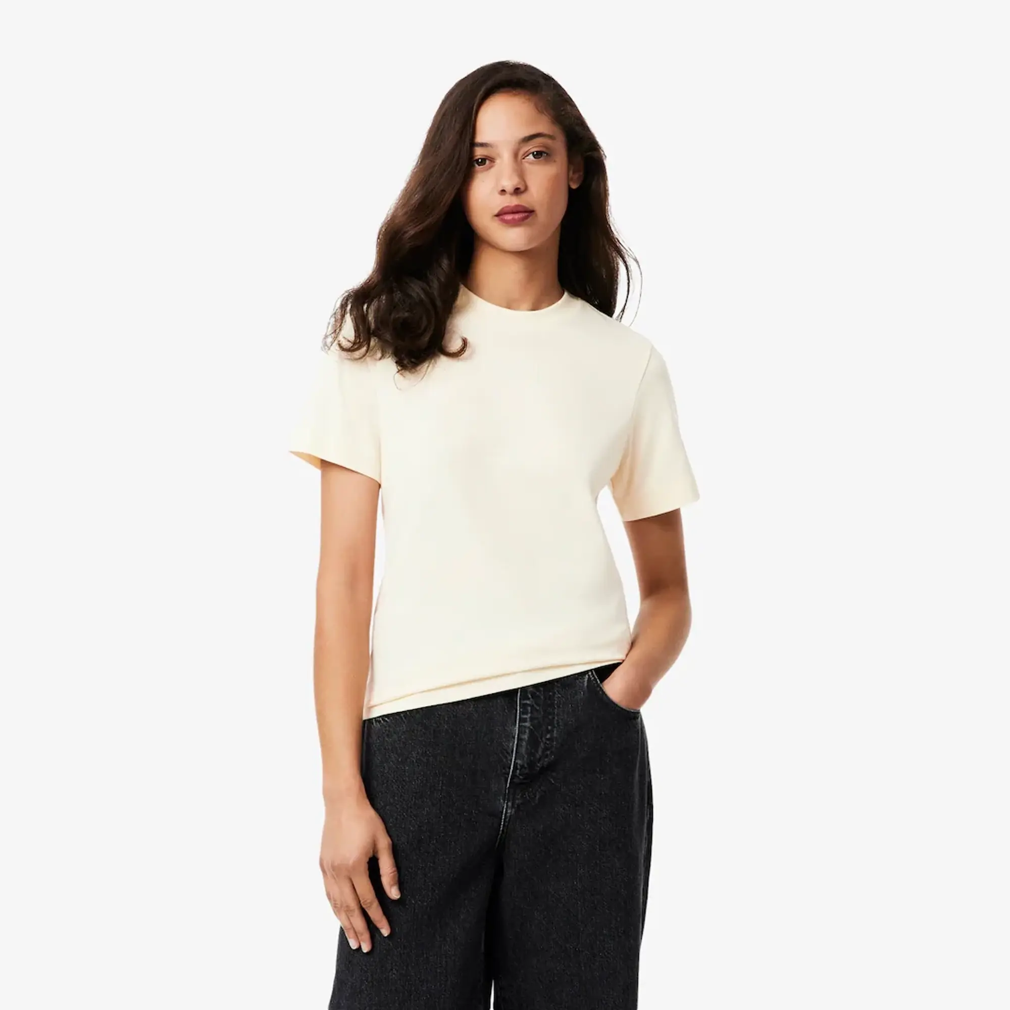 Lacoste Print Cotton T-shirt - Ecru White