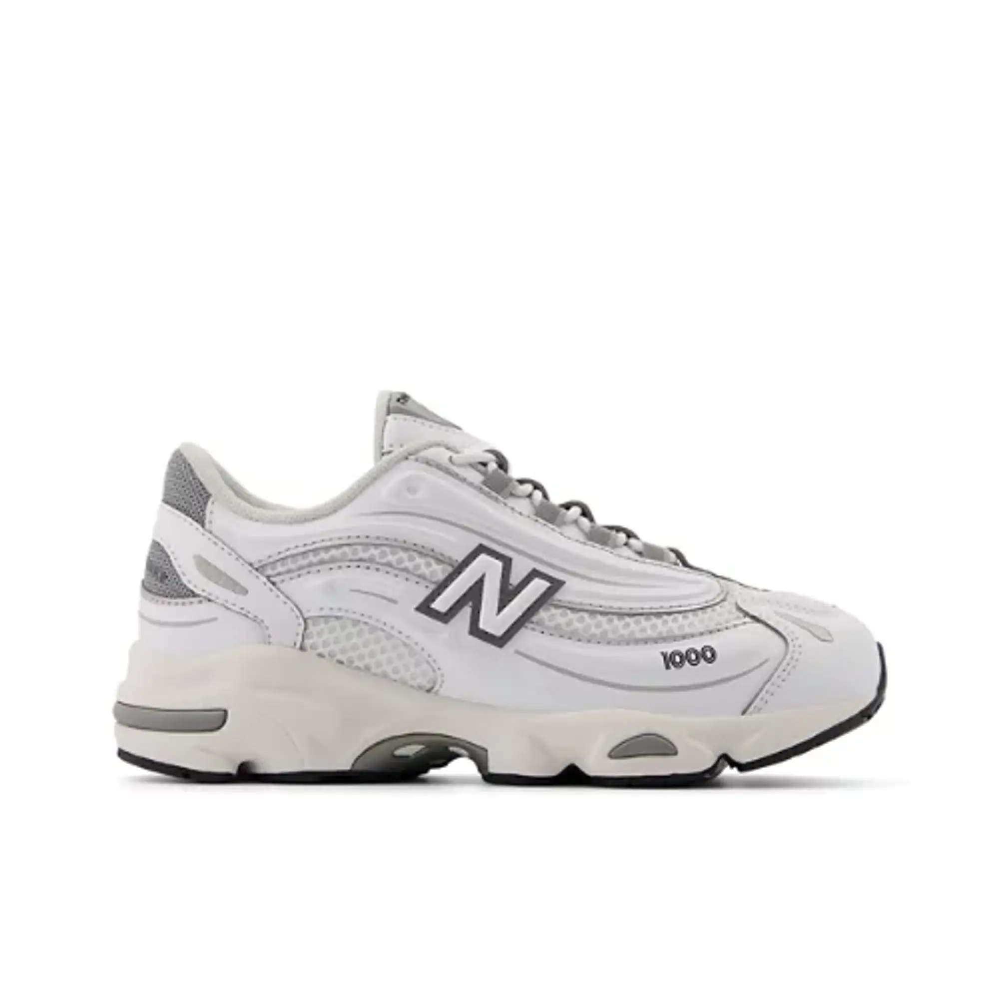 New Balance Kids' 1000 BUNGEE LACE in White/Grey Synthetic