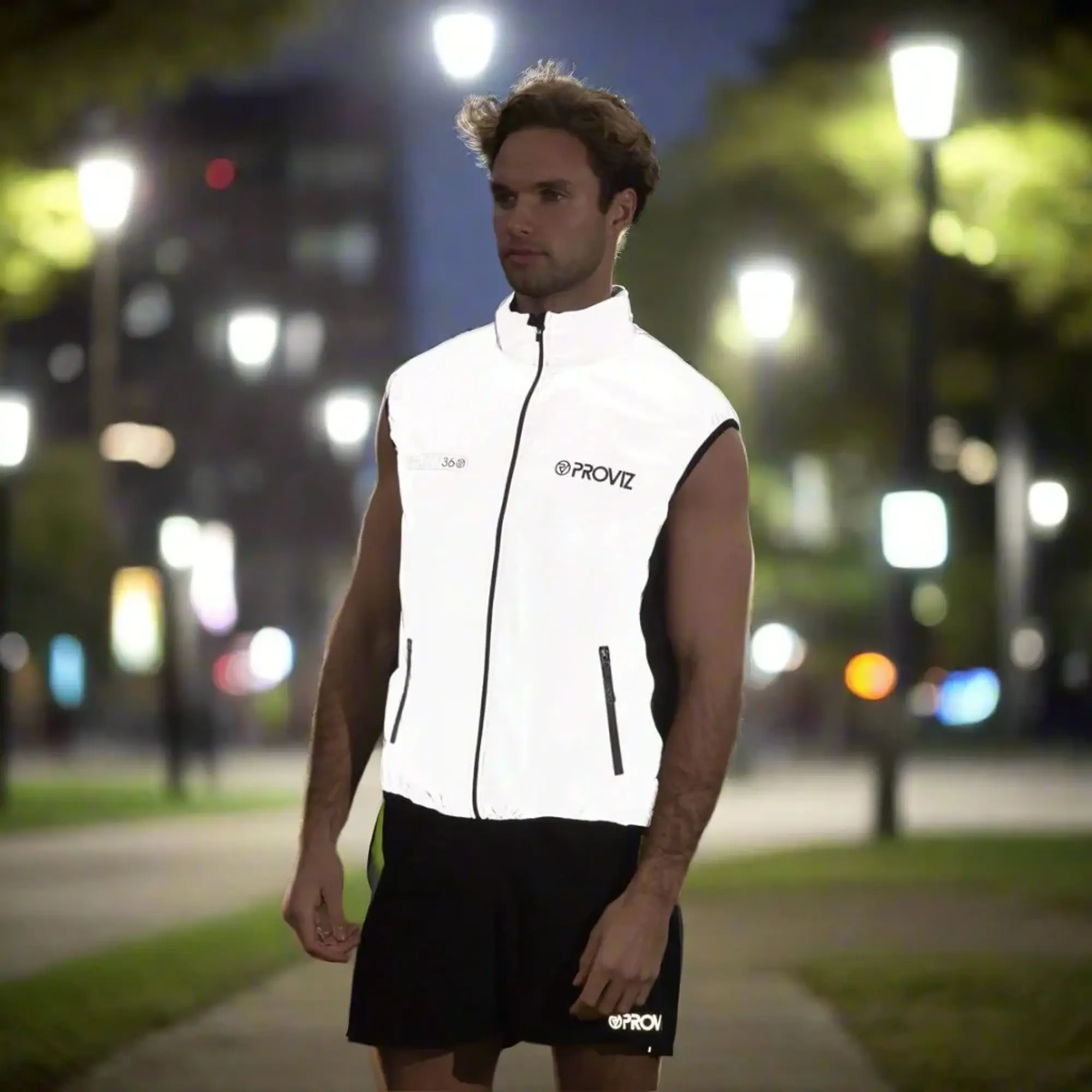 Men's Reflective Running Gilet + Chest Light Bundle