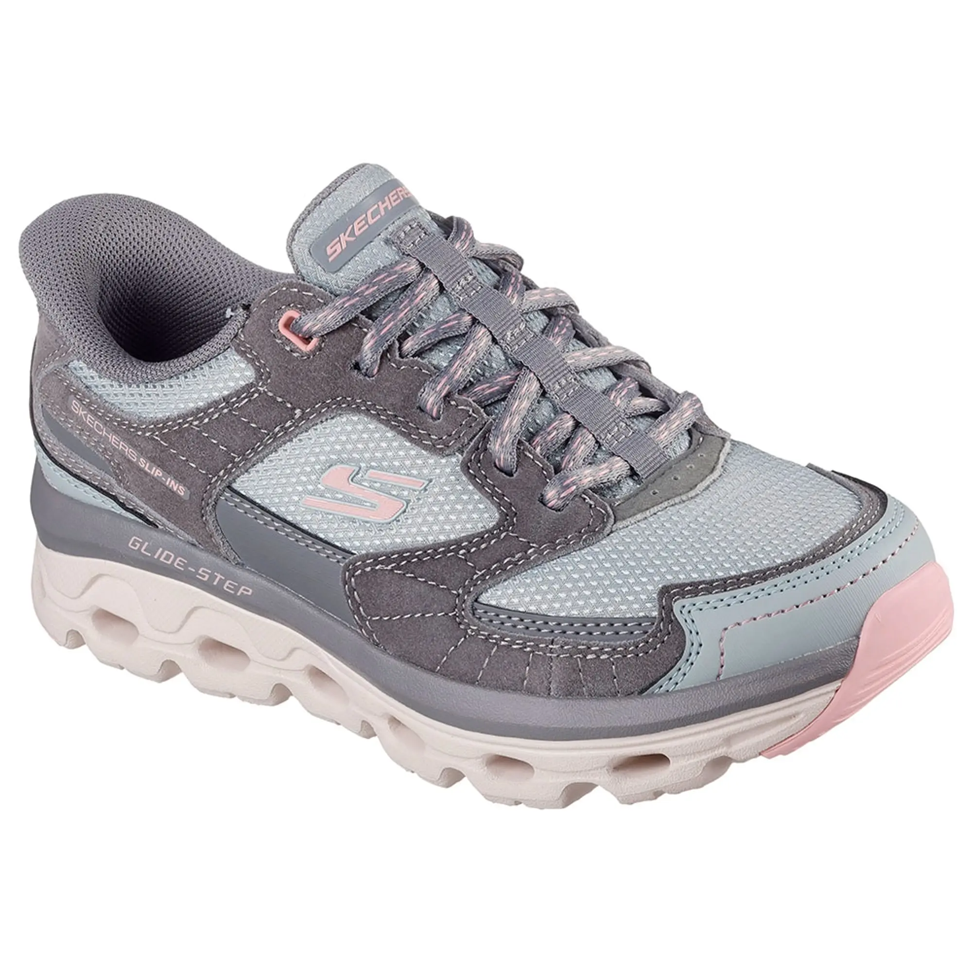 Skechers Women's Slip-Ins: Glide-Step Sole - Paradise Valley Sneaker in Gray/Pink