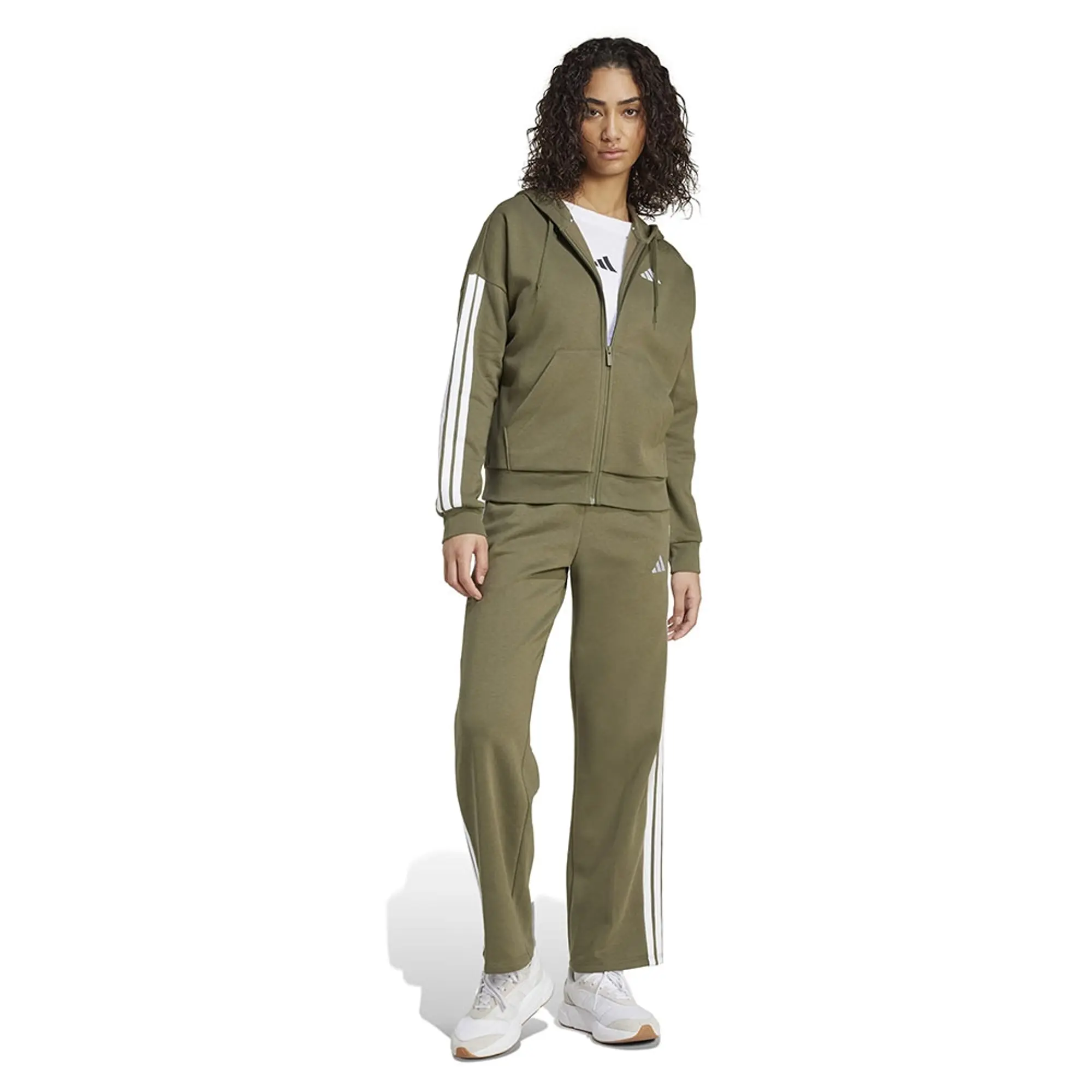 Adidas Essentials 3 Stripes Fleece Full Zip Sweatshirt