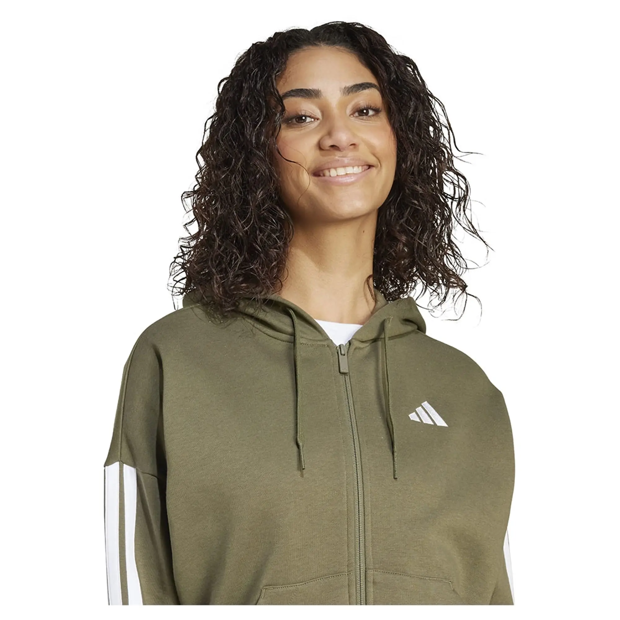Adidas Essentials 3 Stripes Fleece Full Zip Sweatshirt