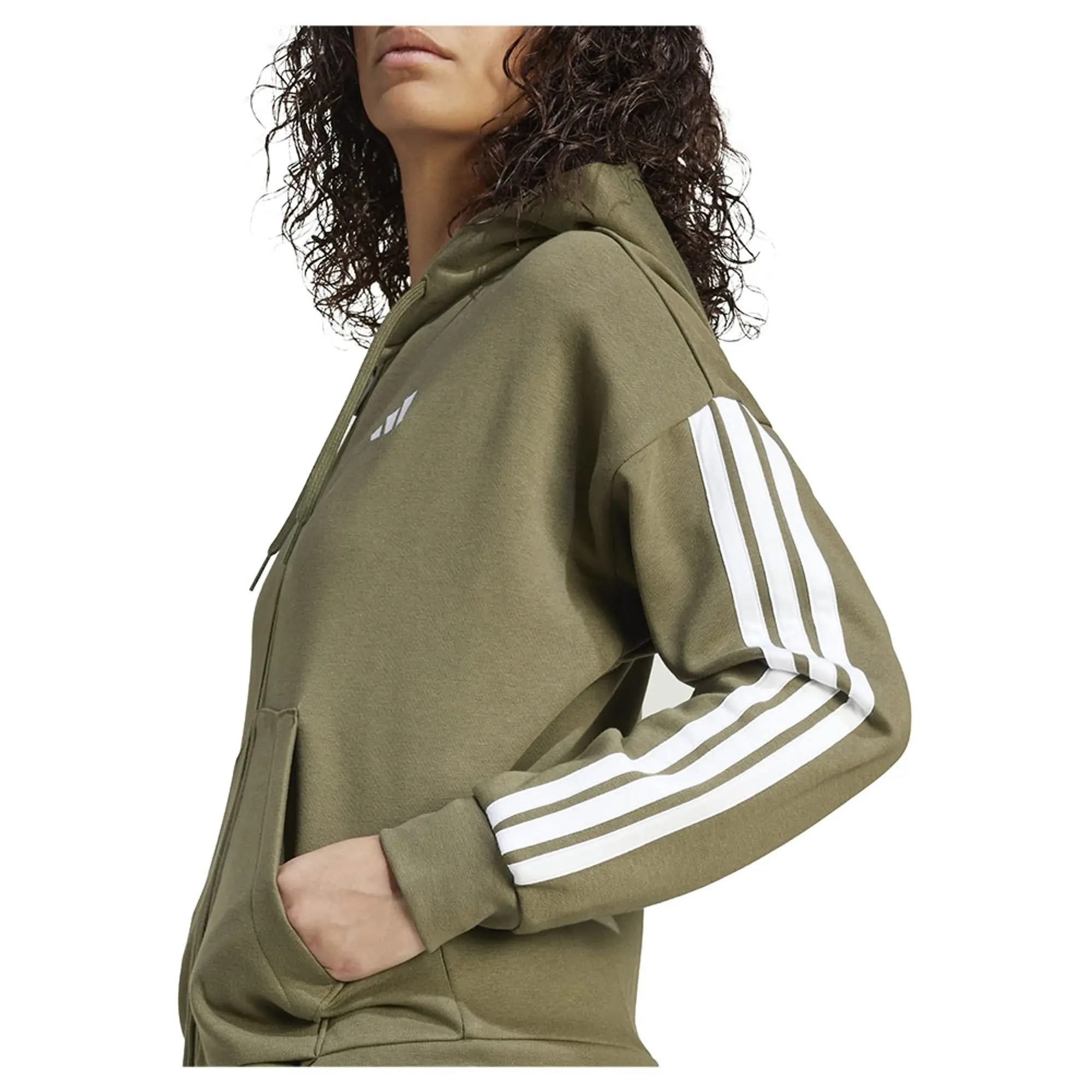 Adidas Essentials 3 Stripes Fleece Full Zip Sweatshirt