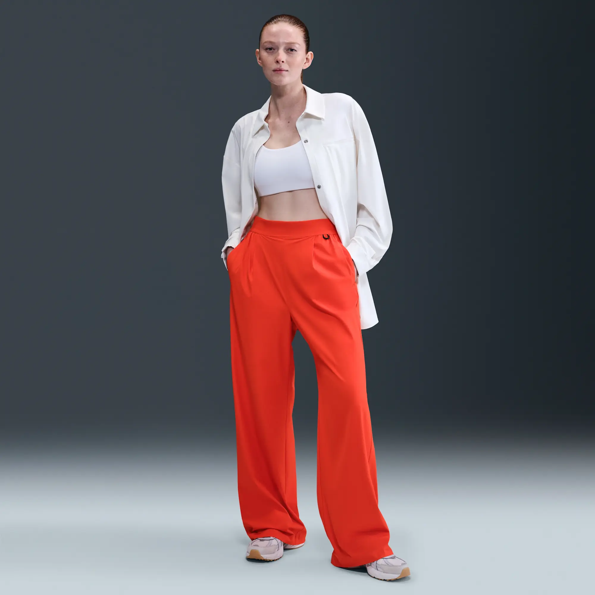 Nike 24.7 PerfectStretch Dri-FIT High-Waisted Loose Wide-Leg Trousers - Picante Red - Recycled Polyester Minimum