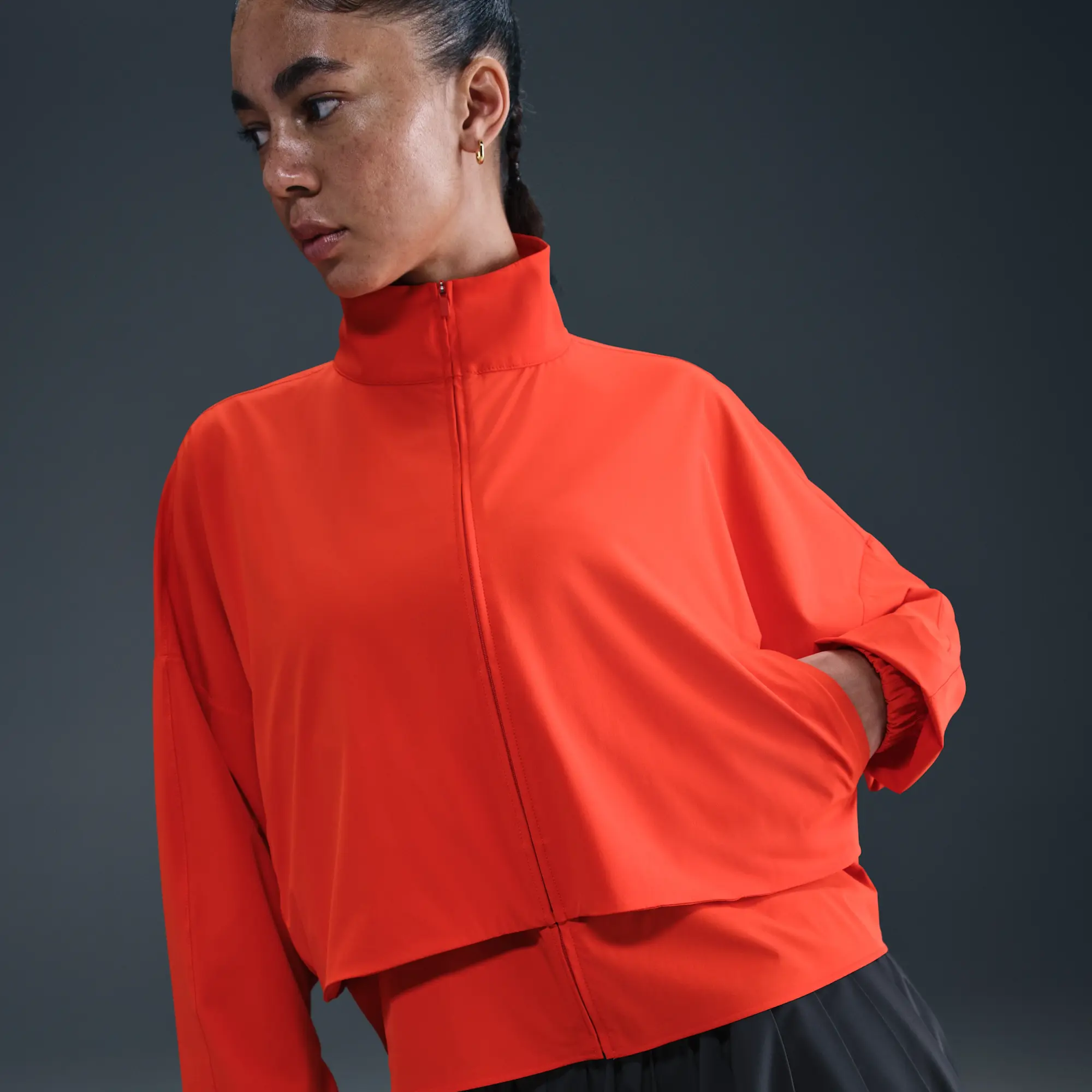 Nike 24.7 PerfectStretch Dri-FIT Oversized Full-Zip Jacket - Picante Red - Sustainable Materials