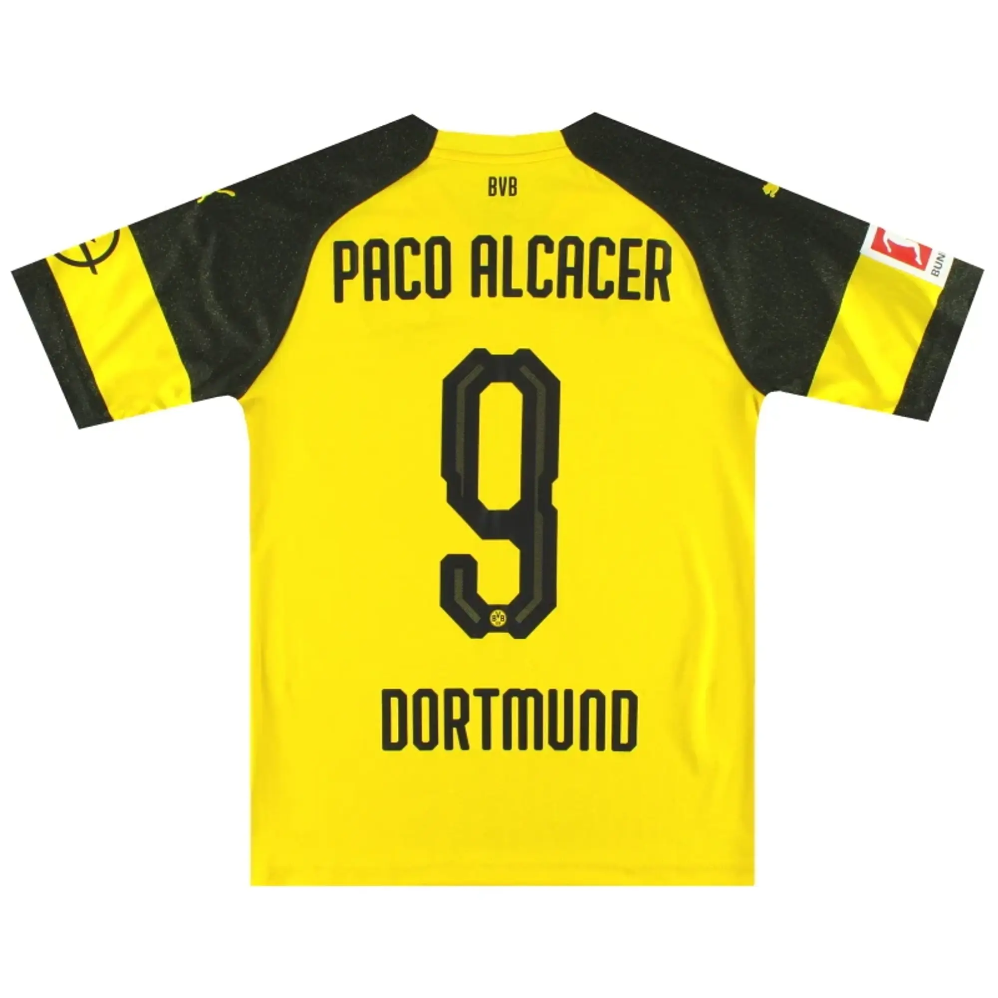 2018-19 Dortmund Puma Home Shirt Paco Alcacer #9 *Mint* S - Dortmund / Mint 