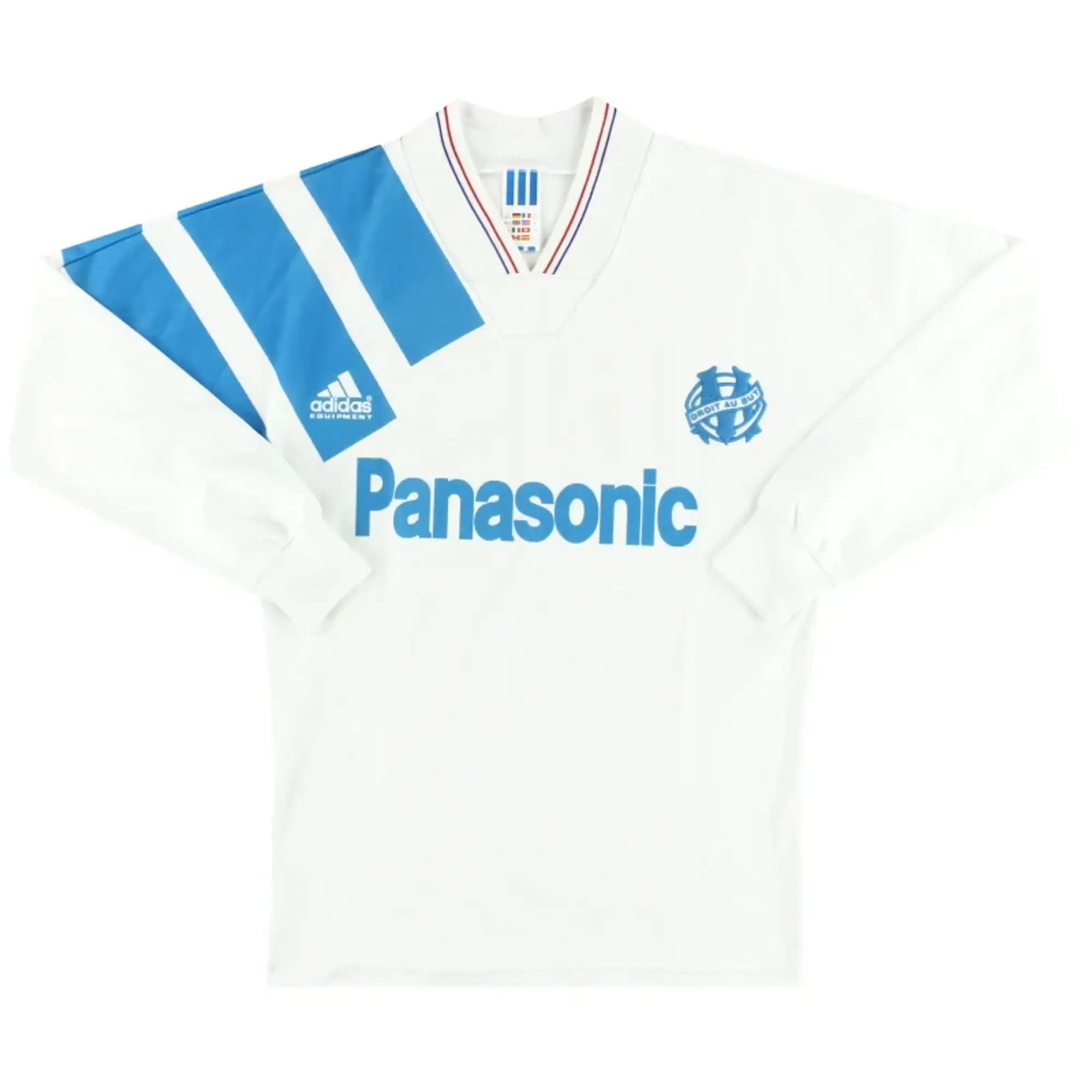 1991-92 Olympique Marseille adidas Home Shirt L/S S - Olympique Marseille / Very good 