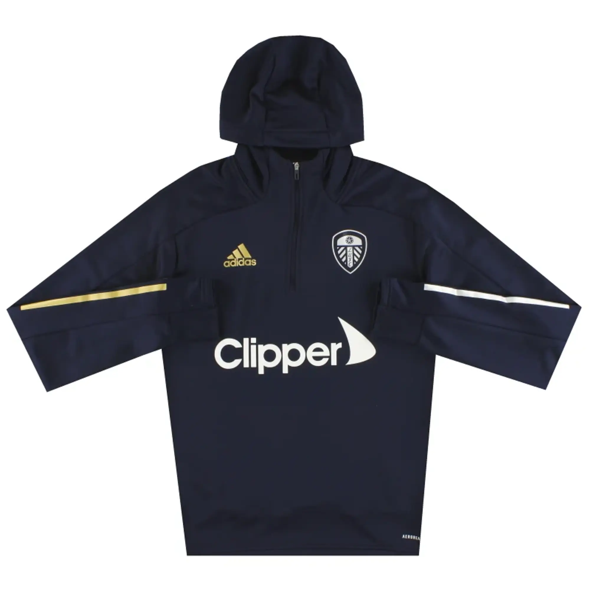 2020-21 Leeds adidas 1/4 Zip Hooded Top S - Leeds / Very Good 