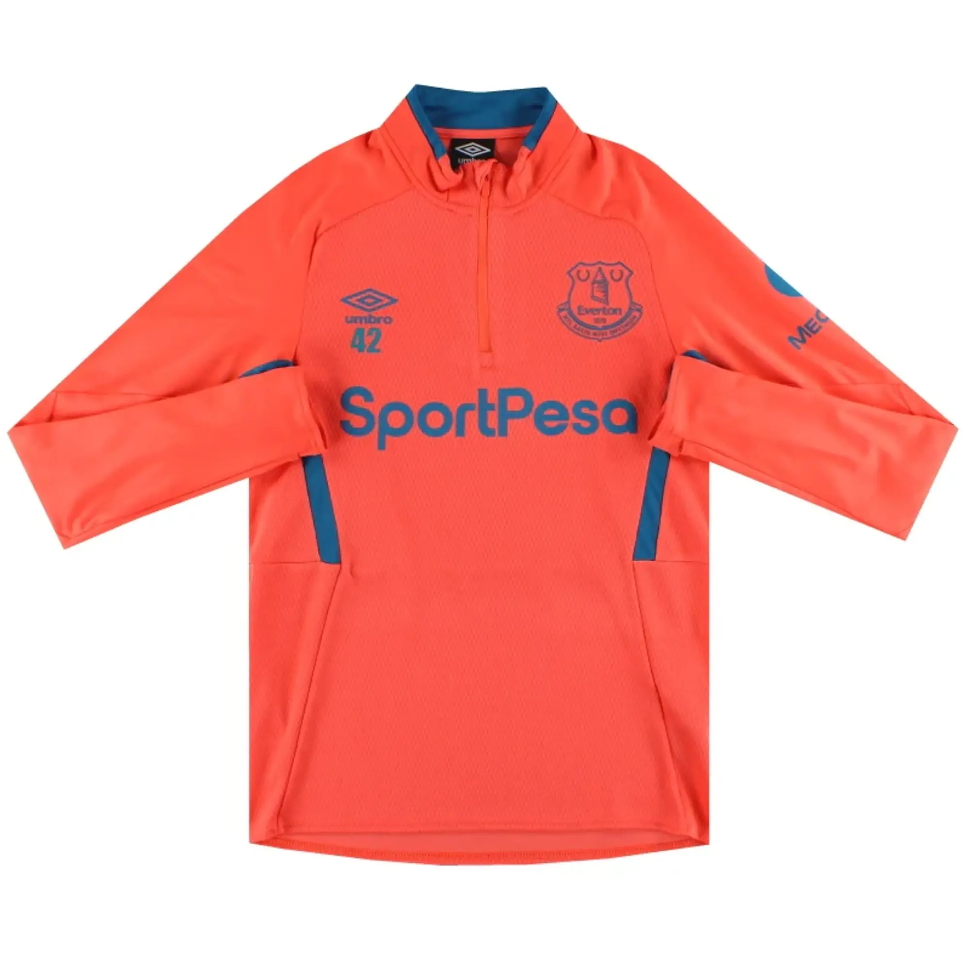 2017-18 Everton Umbro Player Issue 1/4 Zip Training Top #42 S - Everton / Excellent 