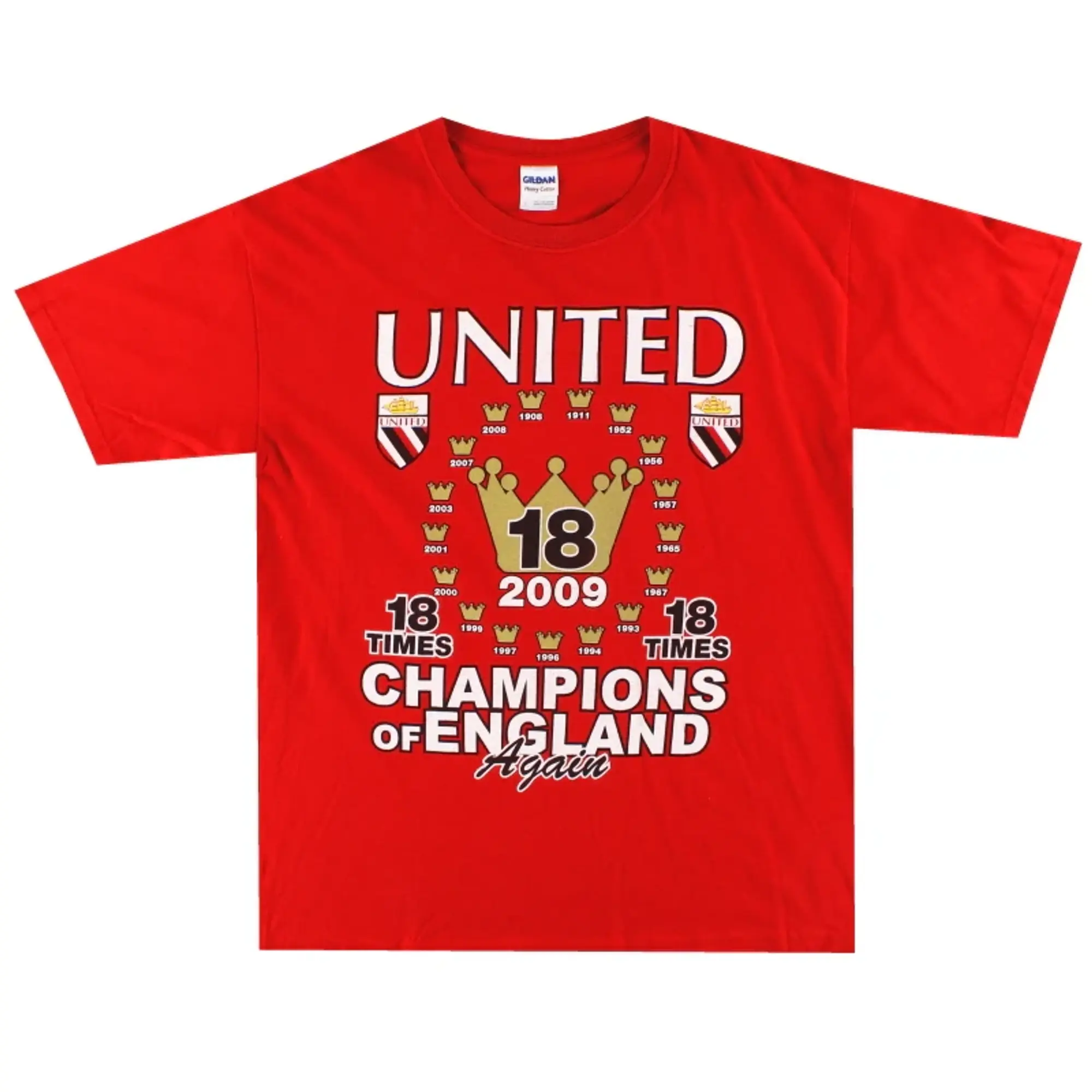 2009 Manchester United '18 Times' Graphic Tee L - Manchester United / Excellent 
