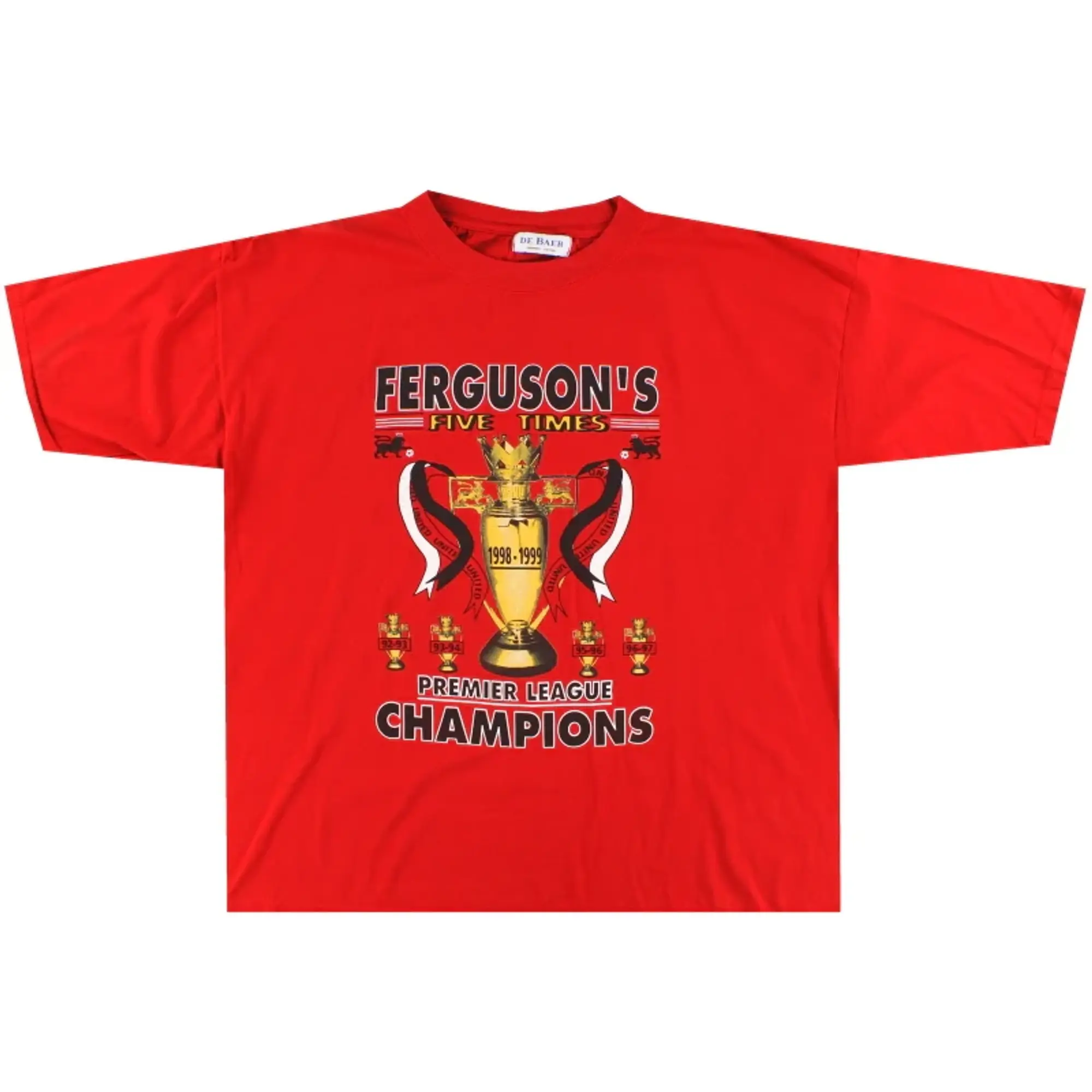 1998-99 Manchester United 'Five Times' Graphic Tee XL - Manchester United / Excellent 