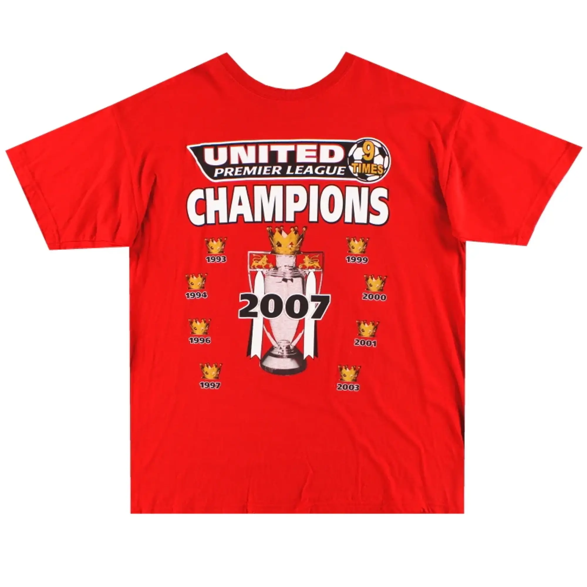 2007 Manchester United '9 Times Champions' Graphic Tee XL - Manchester United / Excellent 