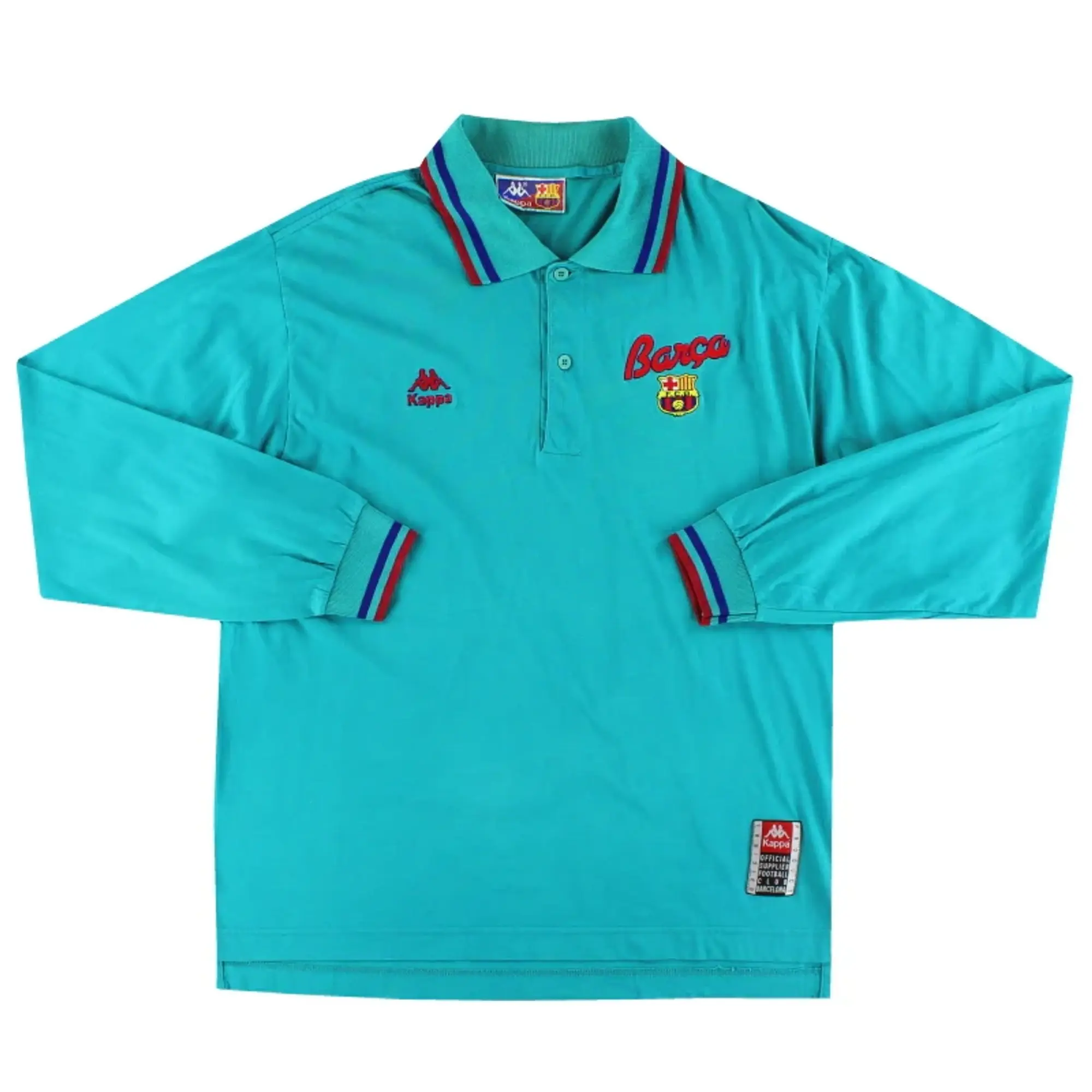 1992-95 Barcelona Kappa Polo Shirt L/S *Mint* L - Barcelona / Mint 