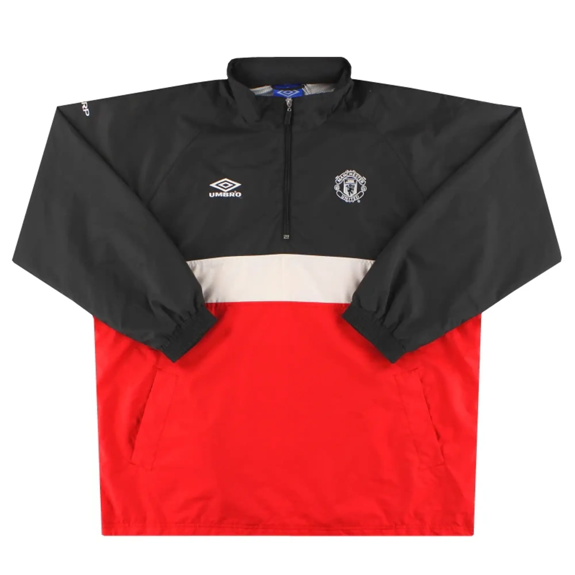 1998-00 Manchester United Umbro 1/4 Zip Hooded Drill Top L - Manchester United / Excellent 
