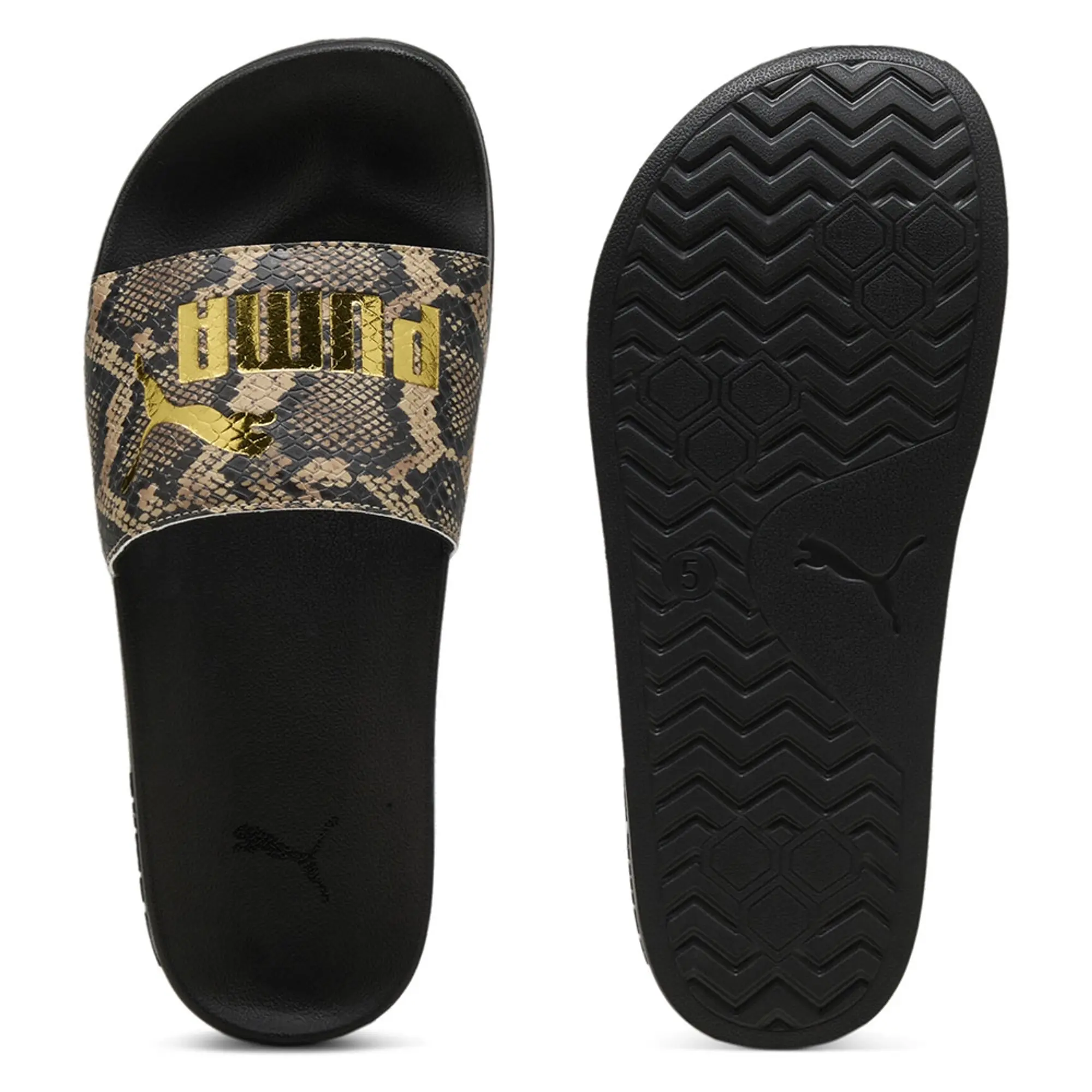 PUMA Leadcat 2.0 Snake Chic Slide Sandalss Women, Black/Gold