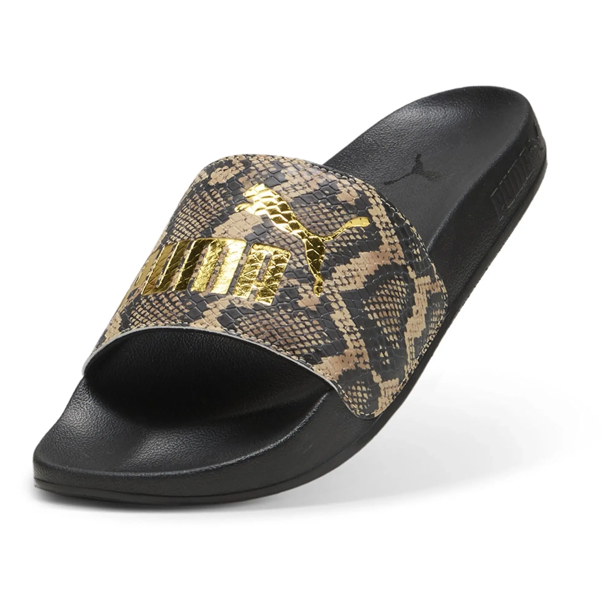 PUMA Leadcat 2.0 Snake Chic Slide Sandalss Women, Black/Gold
