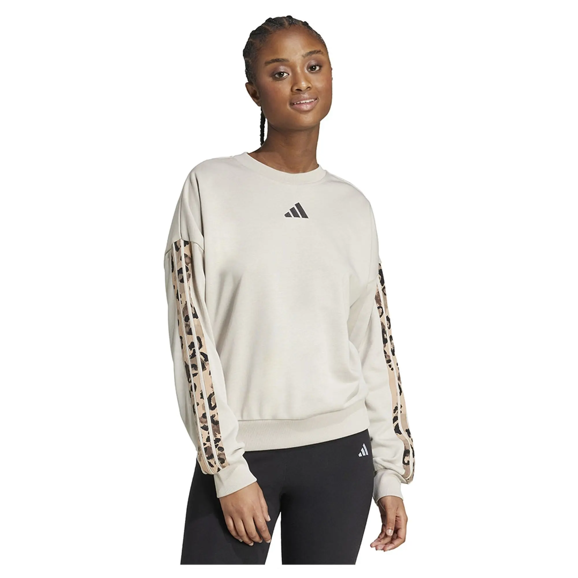 Adidas Animal Print 3 Stripes French Terry Sweatshirt
