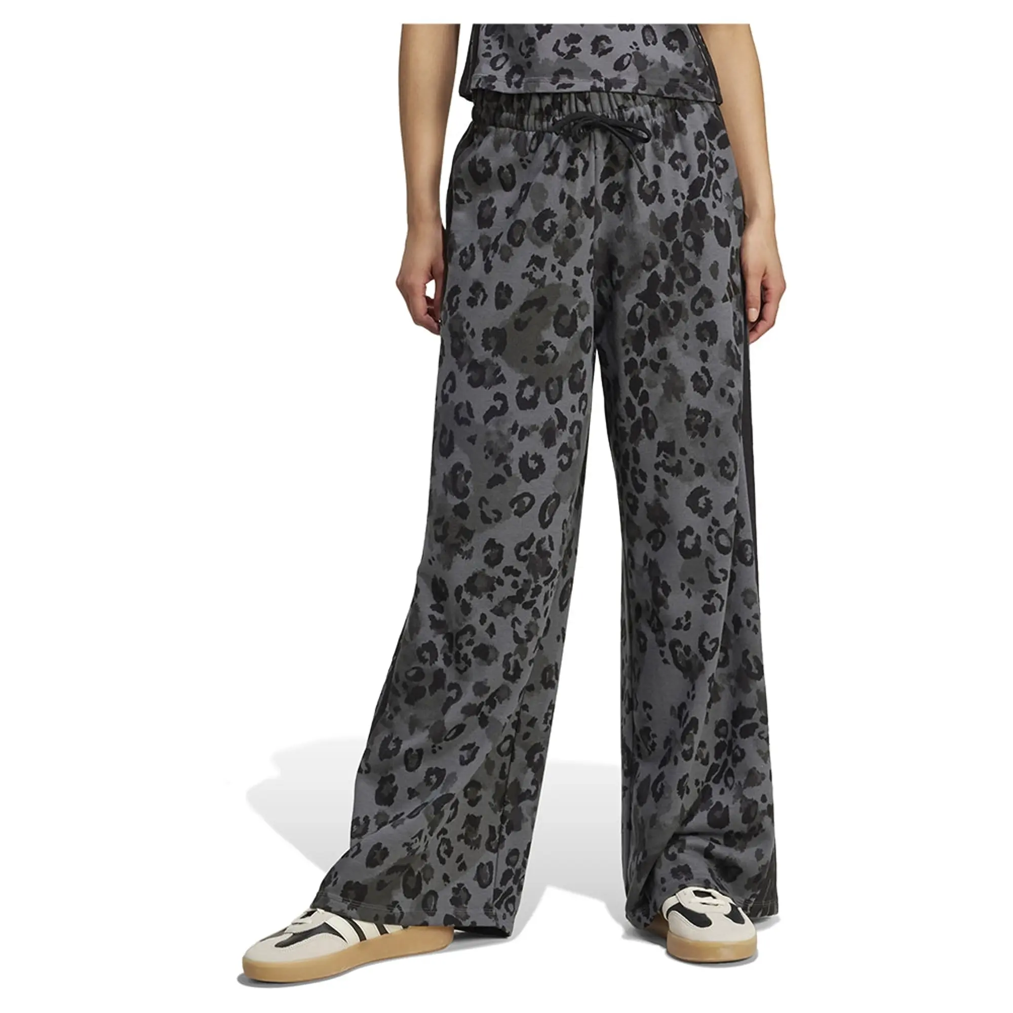 Adidas Animal Print 3 Stripes Open Hem Joggers