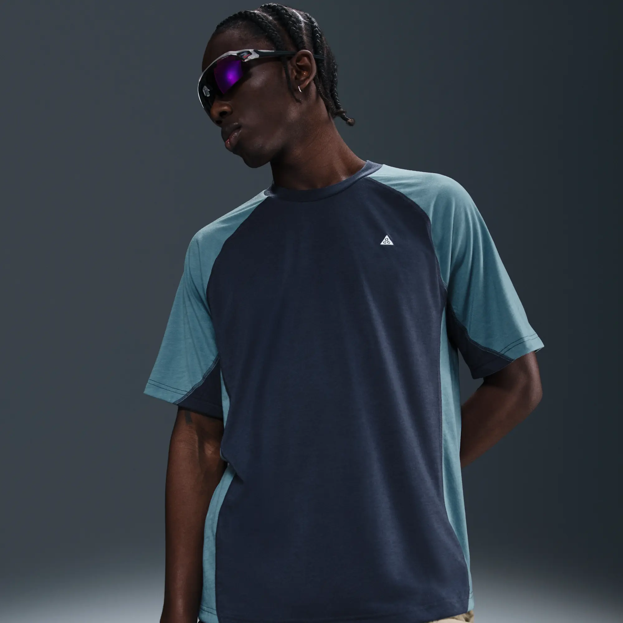 Nike ACG 'Goat Rocks' Men's Dri-FIT ADV UV Short-Sleeve Top - Blue - Polyester