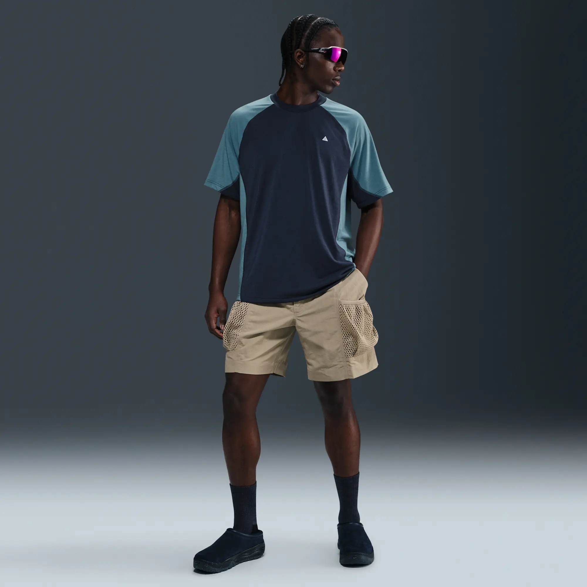 Nike ACG 'Goat Rocks' Men's Dri-FIT ADV UV Short-Sleeve Top - Blue - Polyester