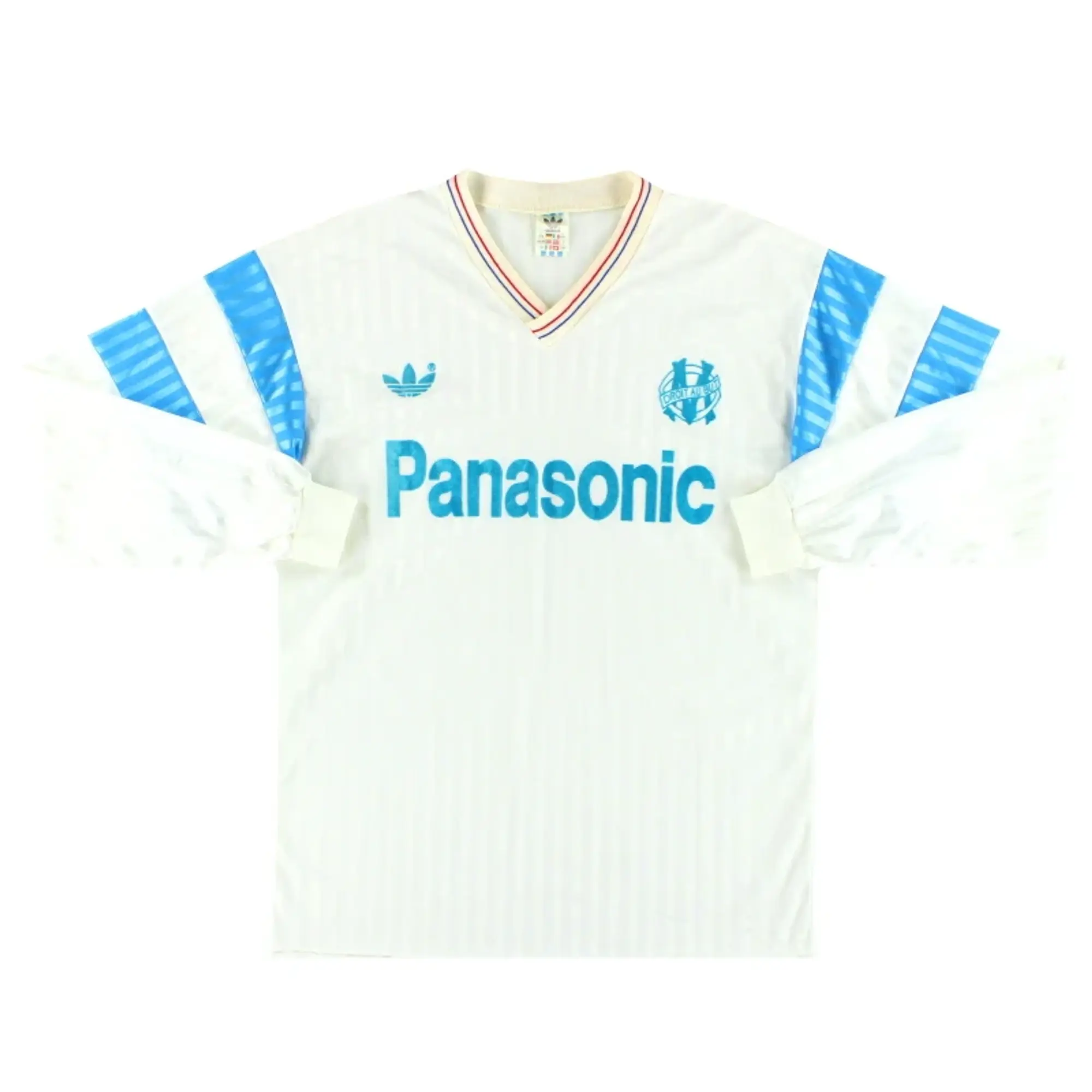1990-91 Olympique Marseille adidas Home Shirt L/S L - Olympique Marseille / Excellent 