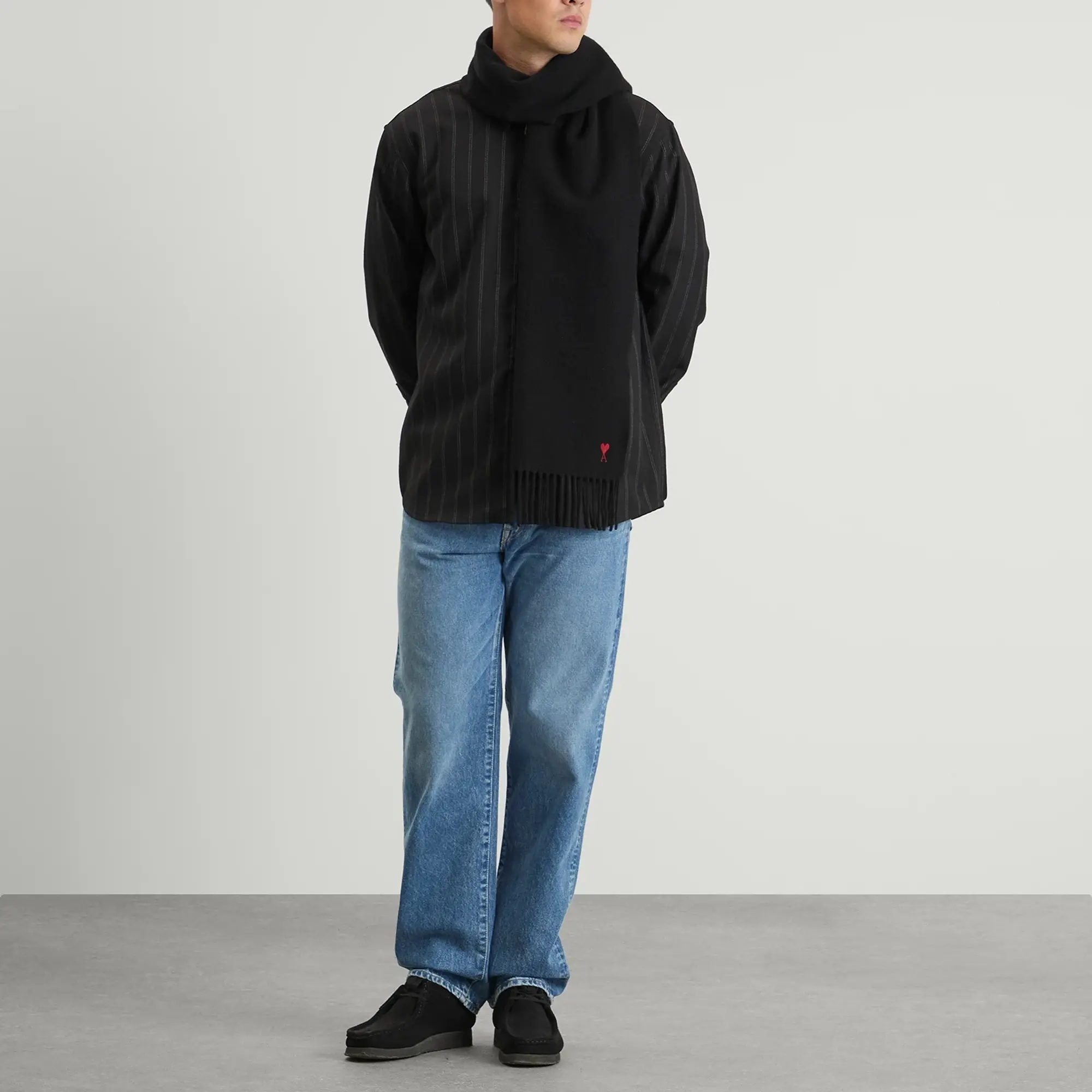 AMI Paris Men's Wool Scarf Noir