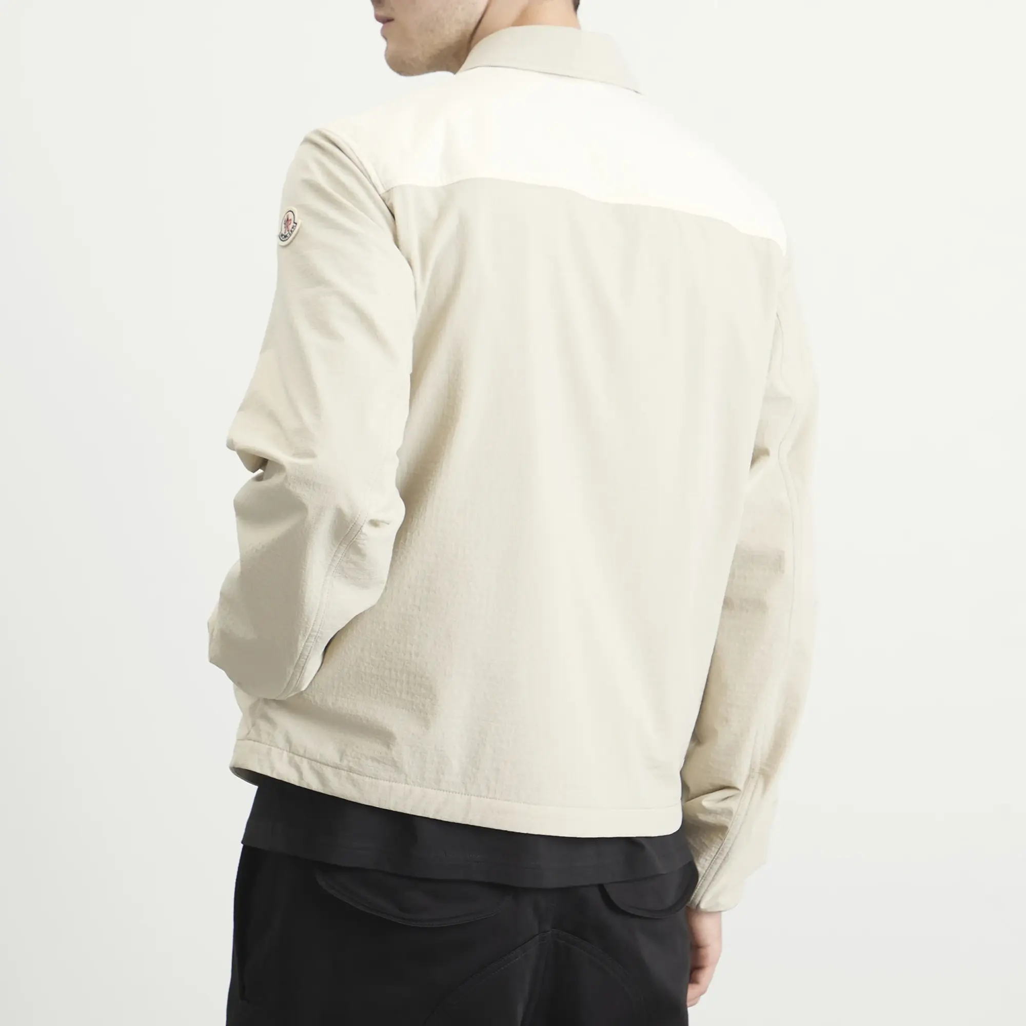 Moncler Men's Nylon Seersucker Shirt White