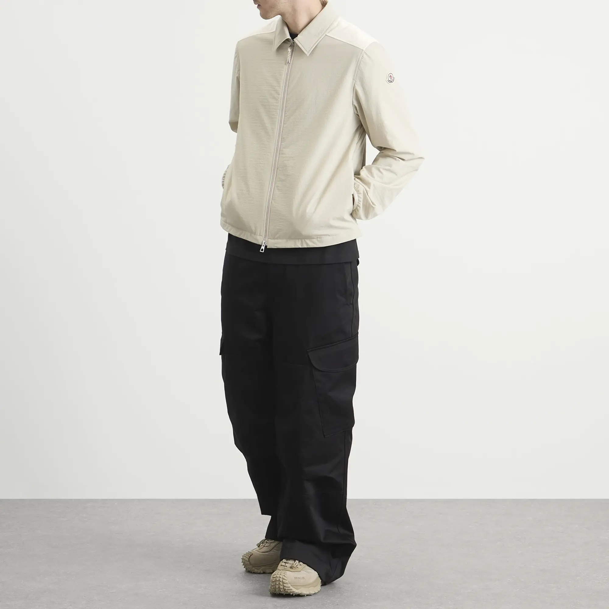 Moncler Men's Nylon Seersucker Shirt White