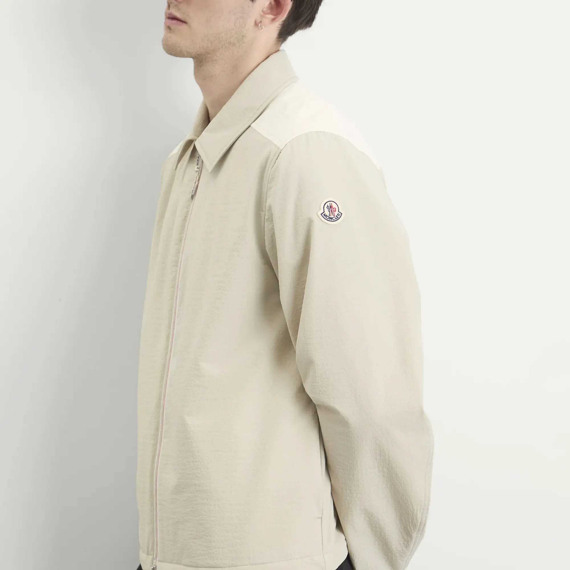 Moncler Men's Nylon Seersucker Shirt White