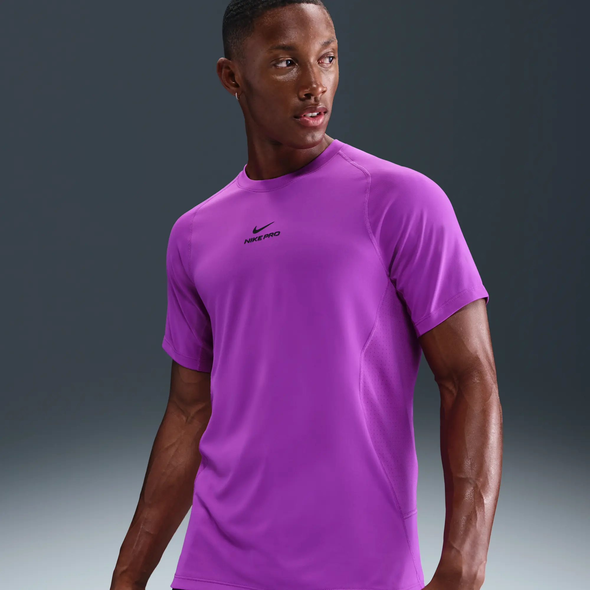 Nike Pro Training Men's Dri-FIT Short-Sleeve Top - Purple - Sustainable Materials
