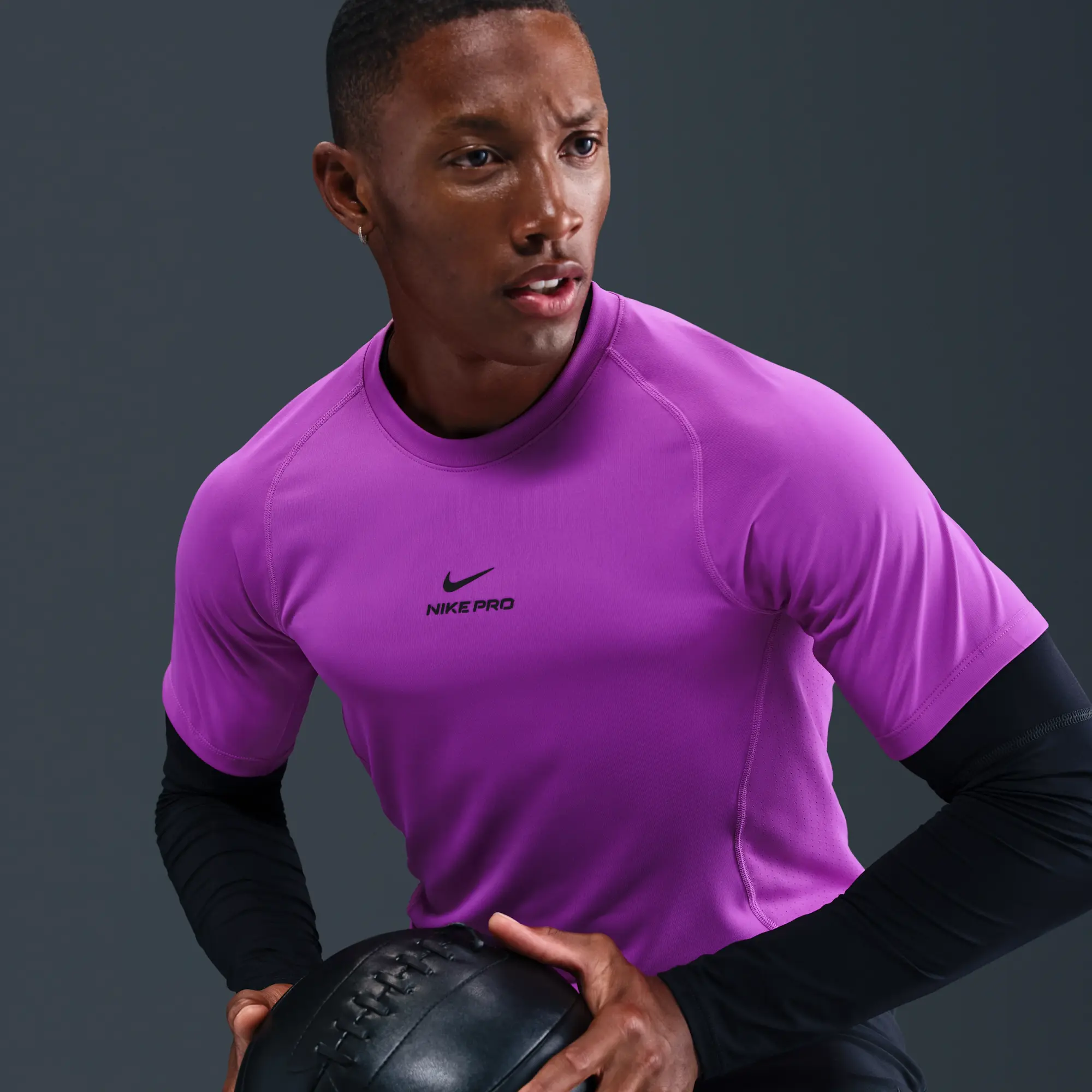 Nike Pro Training Men's Dri-FIT Short-Sleeve Top - Purple - Sustainable Materials