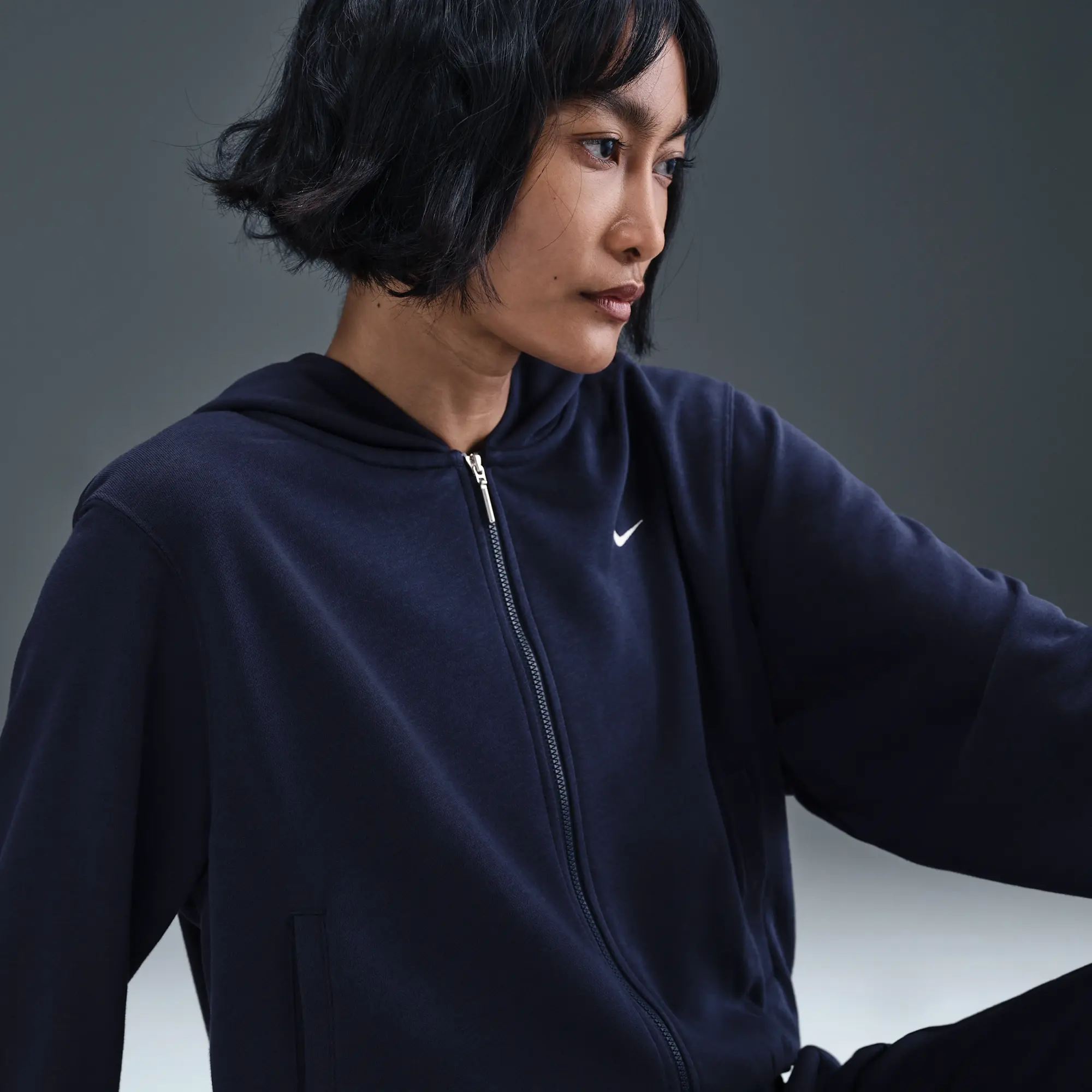 Nike Sportswear Chill Terry Loose Full-Zip French Terry Hoodie - Blue - Sustainable Blends