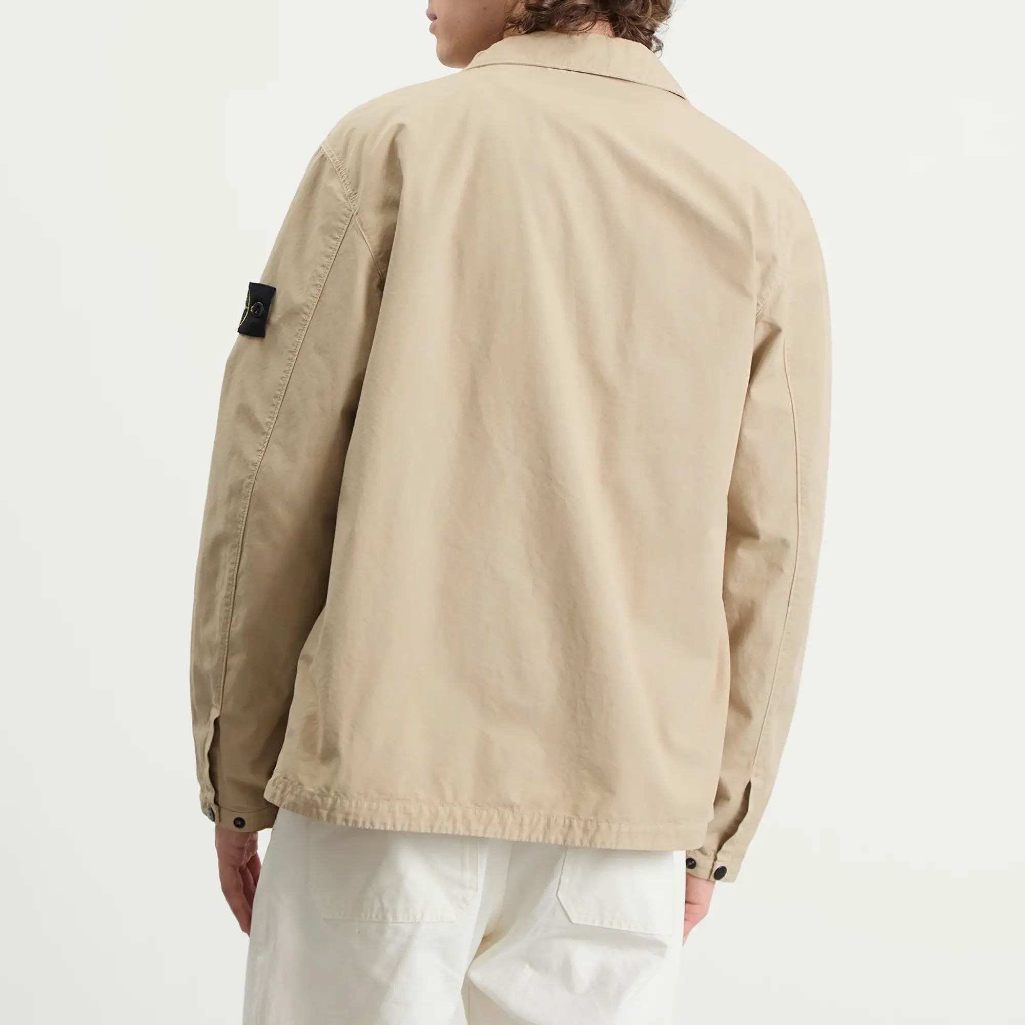 Stone Island Men's Canvas Weave Cotton Zip Shirt Jacket Desert