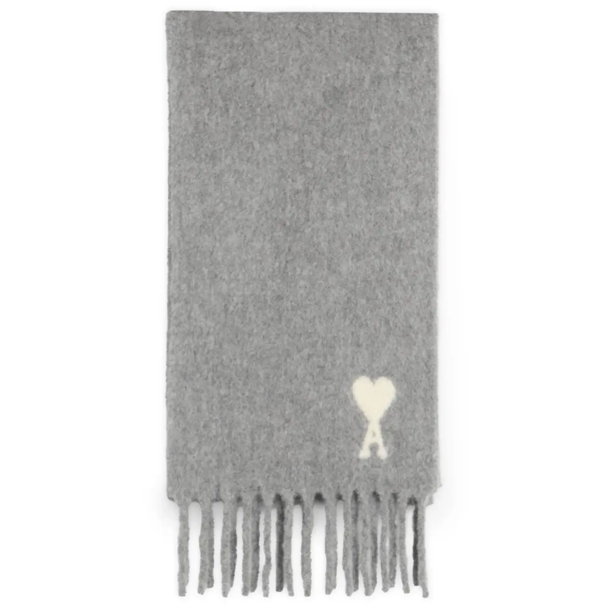 AMI Paris Men's Hairy Alpaca Wool Scarf Gris