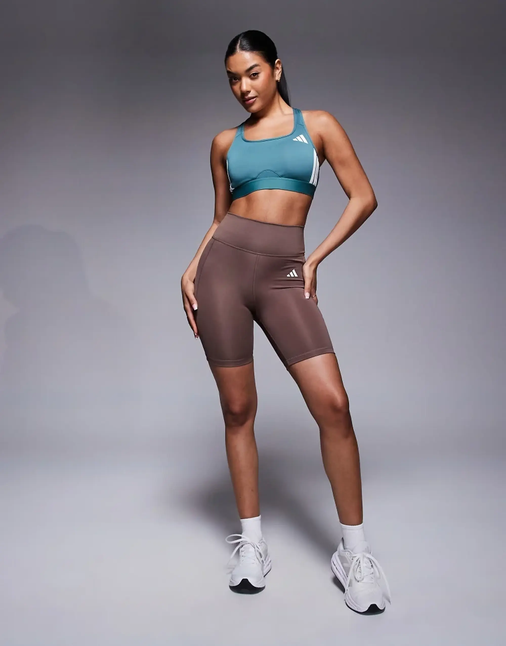 Adidas Training Essentials 7" Legging Shorts In Dark Brown