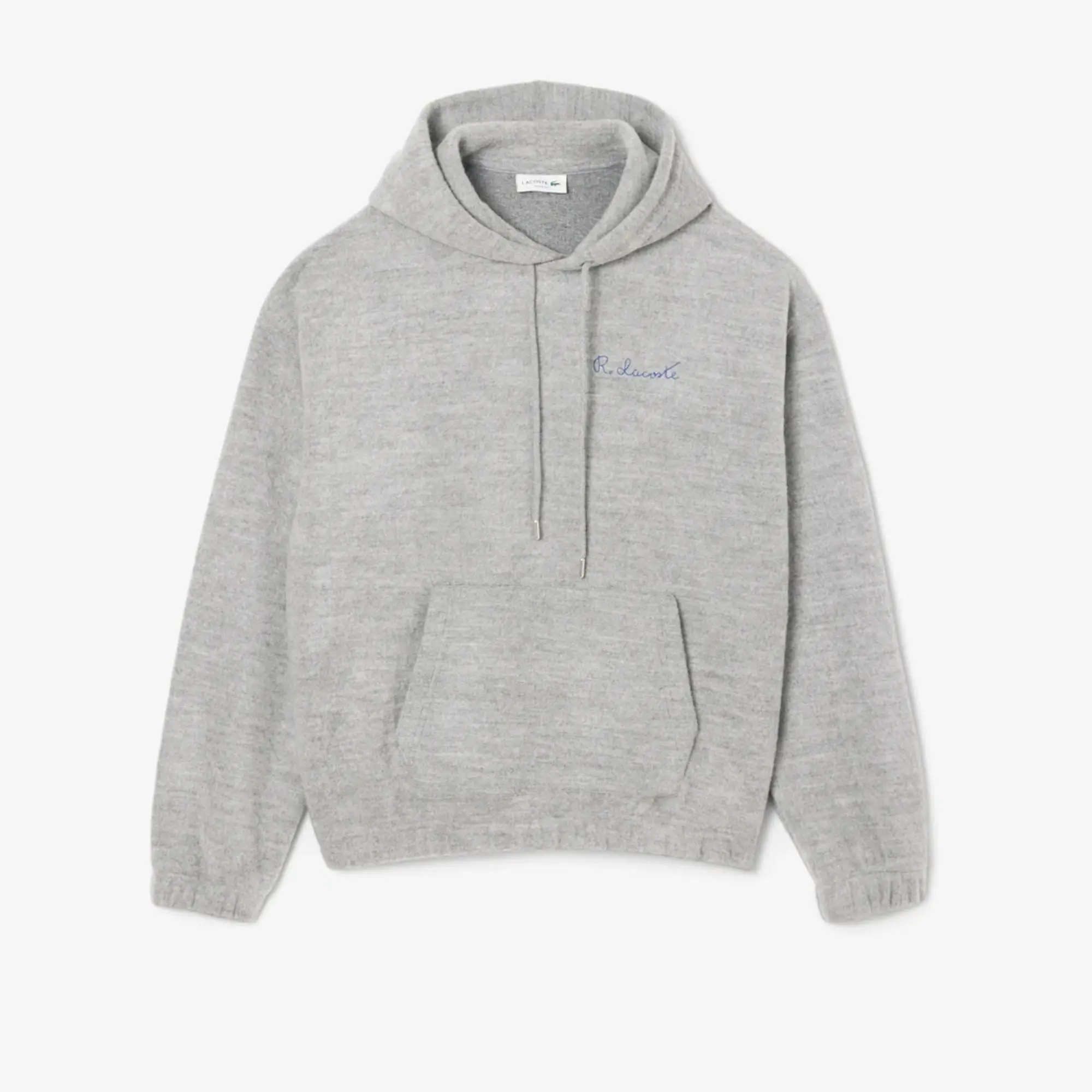 Lacoste Embroidered Signature Hoodie - Light Heathered Grey