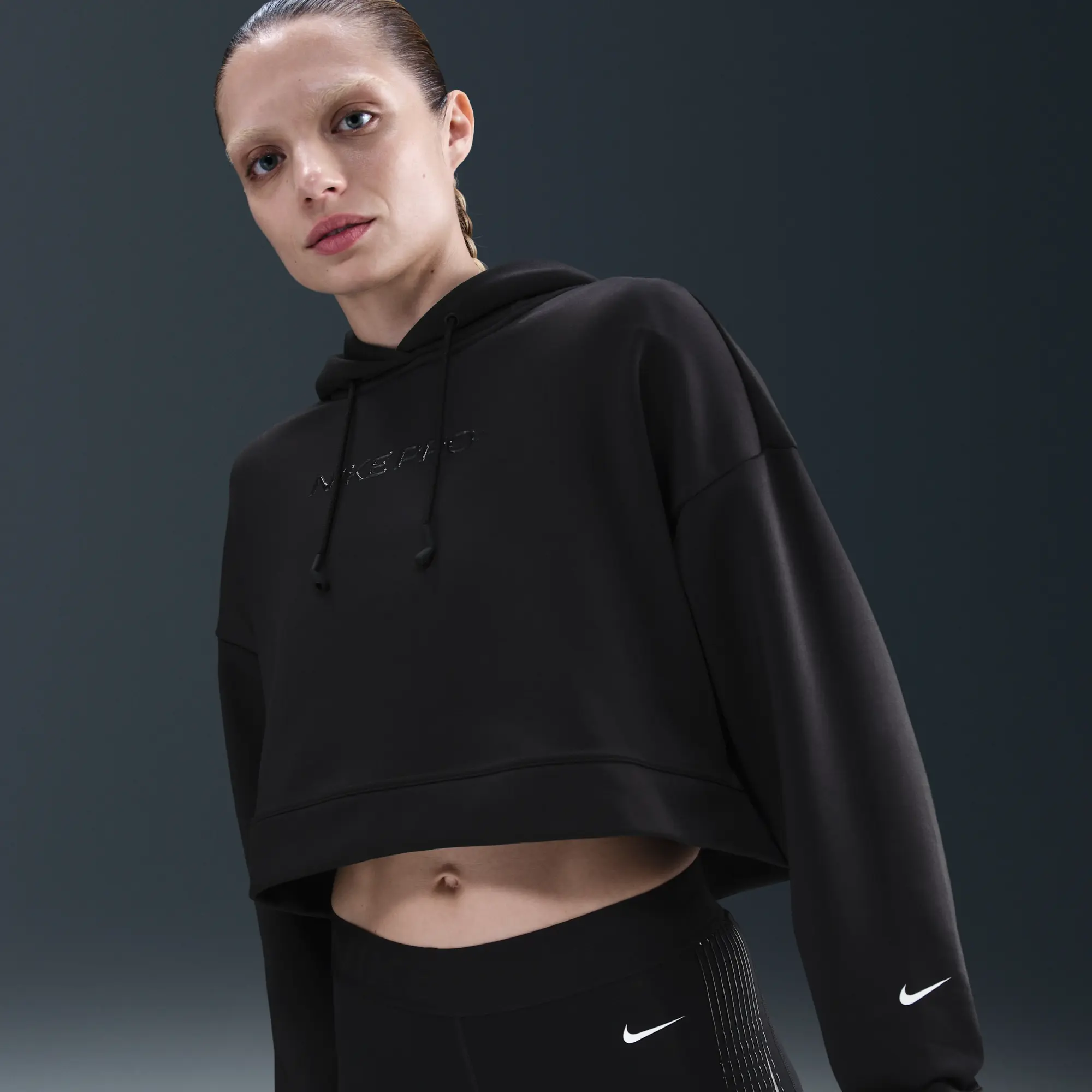 Nike Pro Women's Therma-FIT Fleece Hoodie - Black - Sustainable Materials
